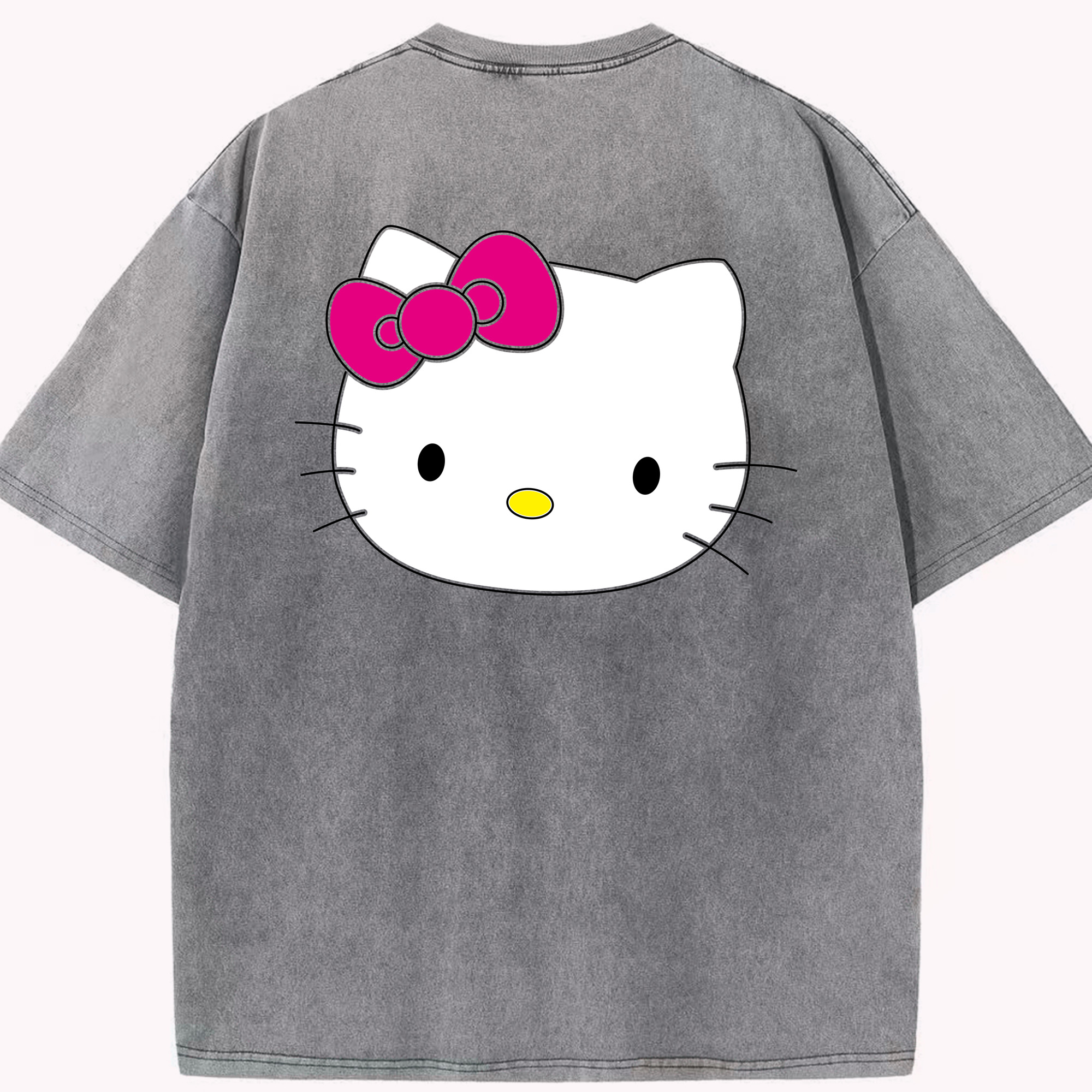 （画像用） Hello Kitty ハローキティ 綿100% ヴィンテージ風 半袖Tシャツ（背面プリント）
