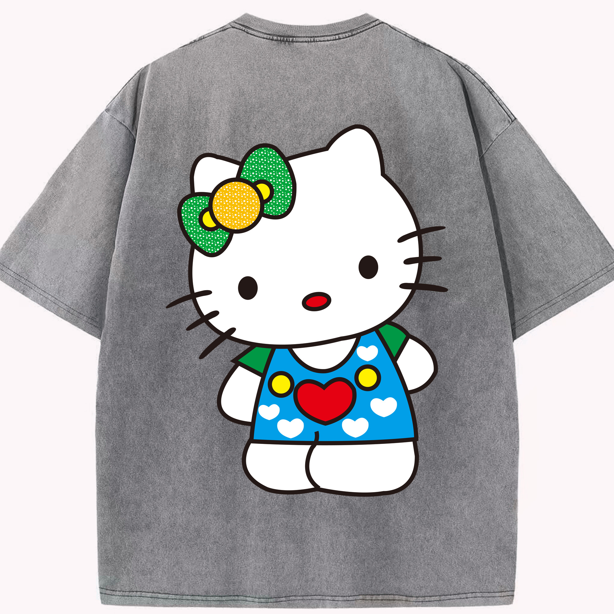 （画像用） Hello Kitty ハローキティ 綿100% ヴィンテージ風 半袖Tシャツ（背面プリント）