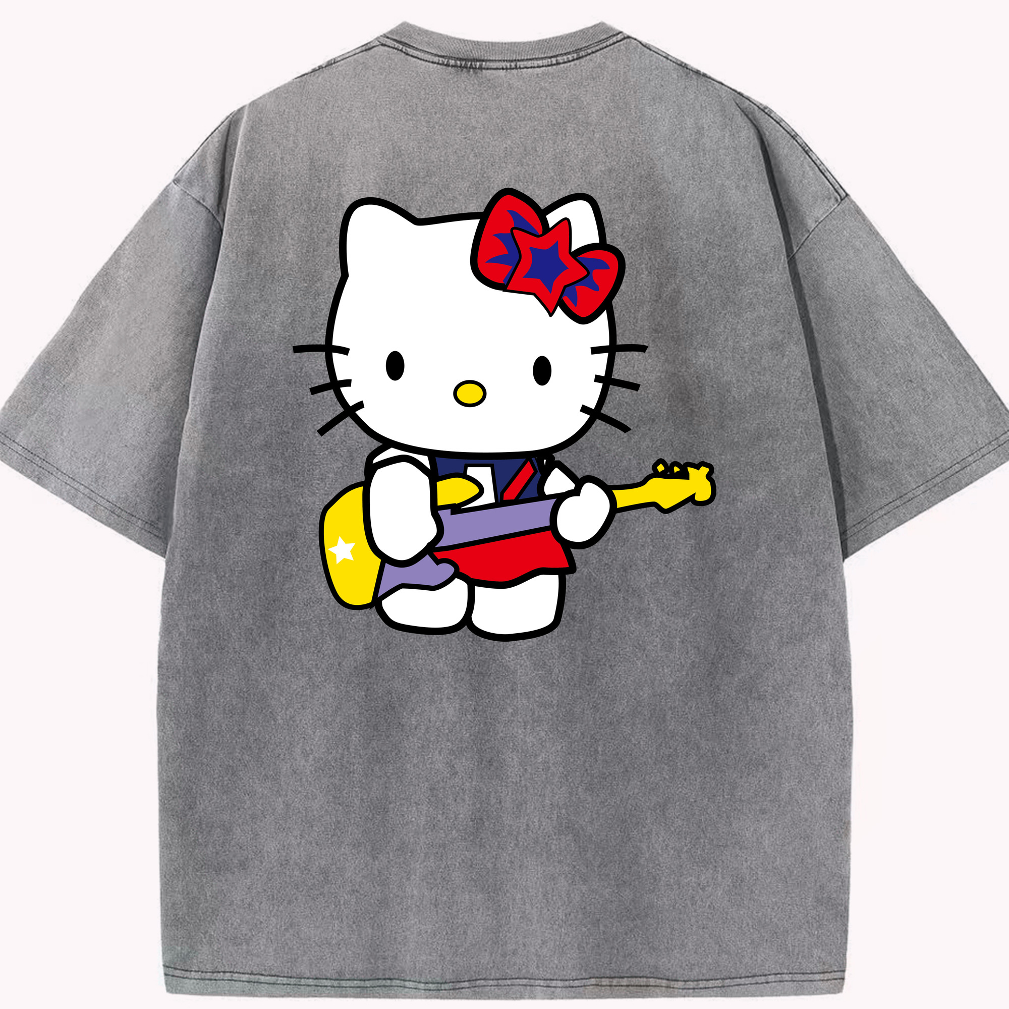 （画像用） Hello Kitty ハローキティ 綿100% ヴィンテージ風 半袖Tシャツ（背面プリント）