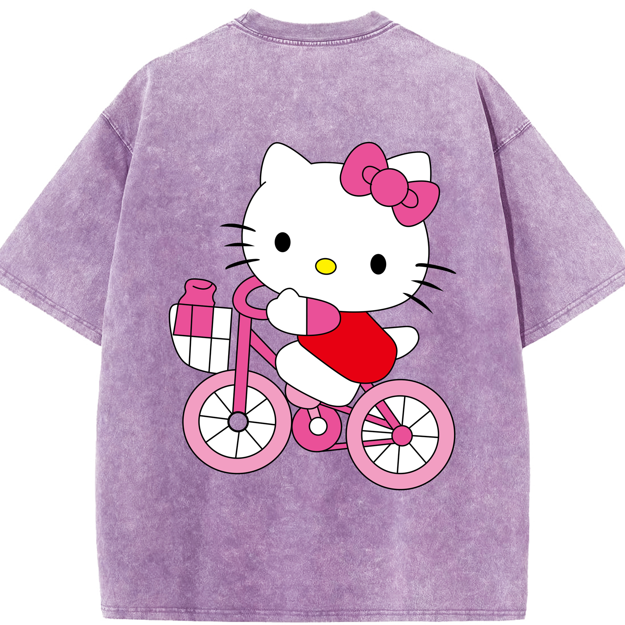 （画像用） Hello Kitty ハローキティ 綿100% ヴィンテージ風 半袖Tシャツ（背面プリント）