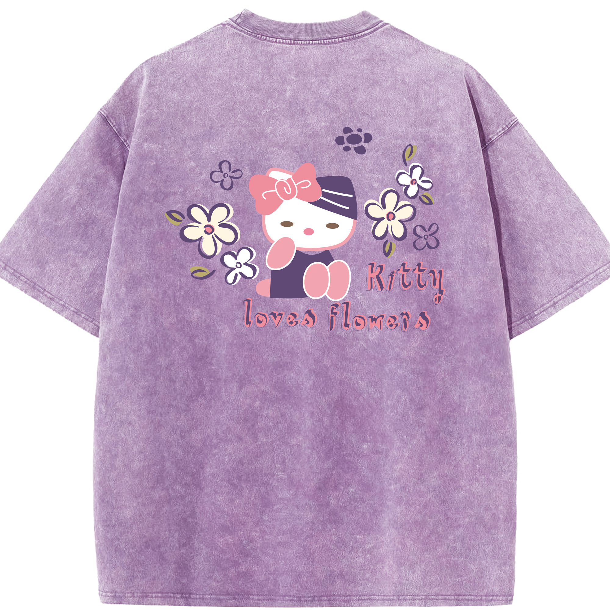 （画像用） Hello Kitty ハローキティ 綿100% ヴィンテージ風 半袖Tシャツ（背面プリント）