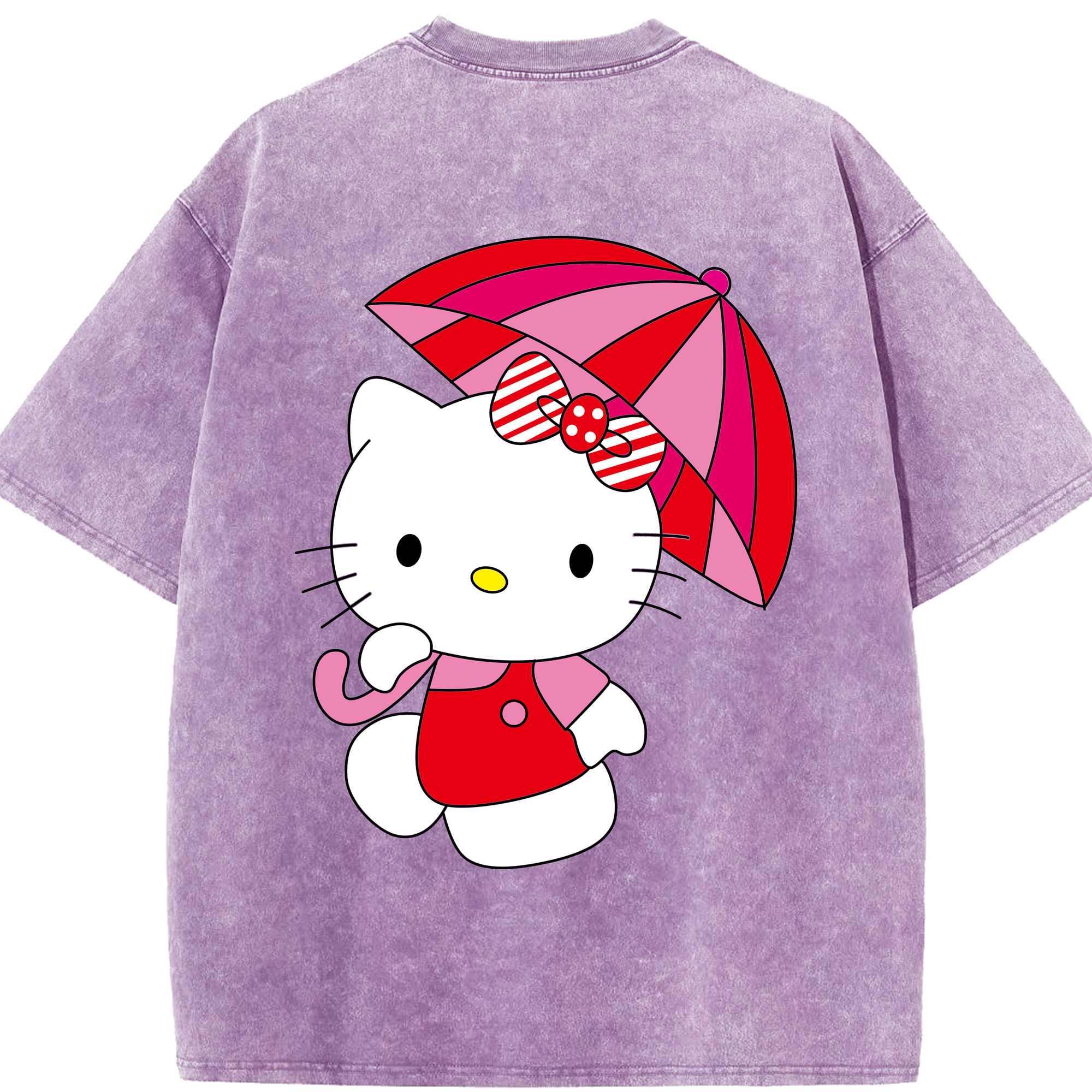 （画像用） Hello Kitty ハローキティ 綿100% ヴィンテージ風 半袖Tシャツ（背面プリント）