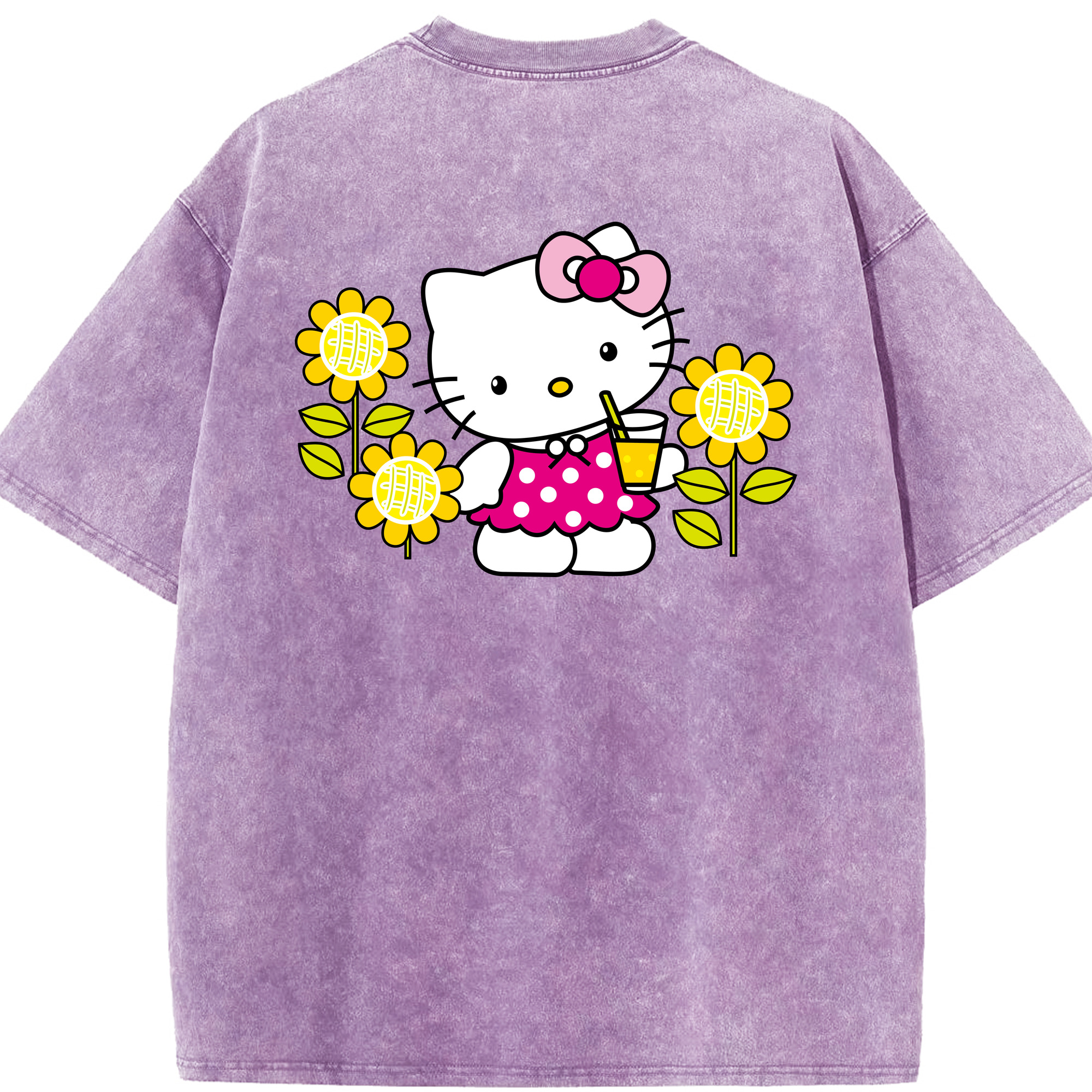 （画像用） Hello Kitty ハローキティ 綿100% ヴィンテージ風 半袖Tシャツ（背面プリント）
