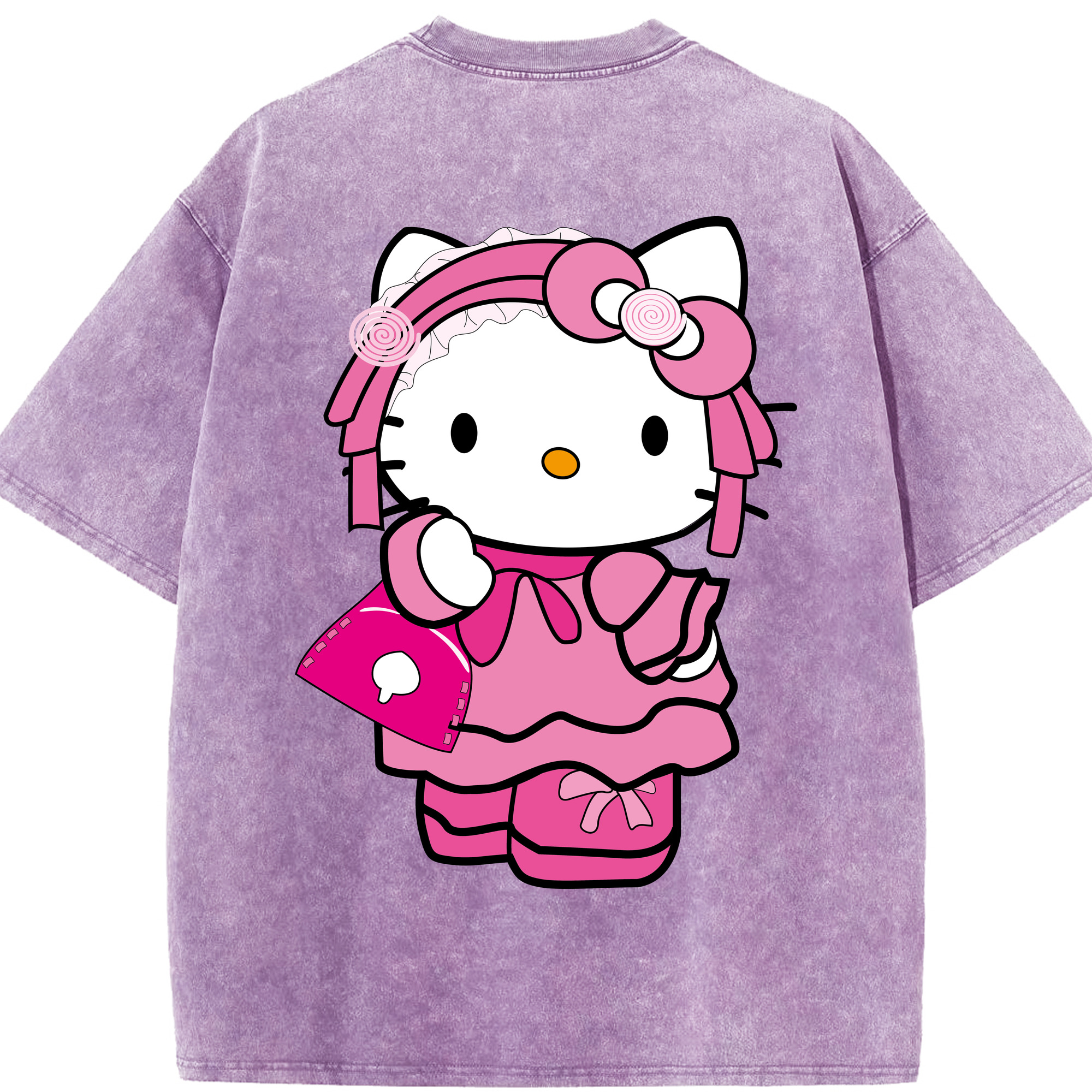 （画像用） Hello Kitty ハローキティ 綿100% ヴィンテージ風 半袖Tシャツ（背面プリント）