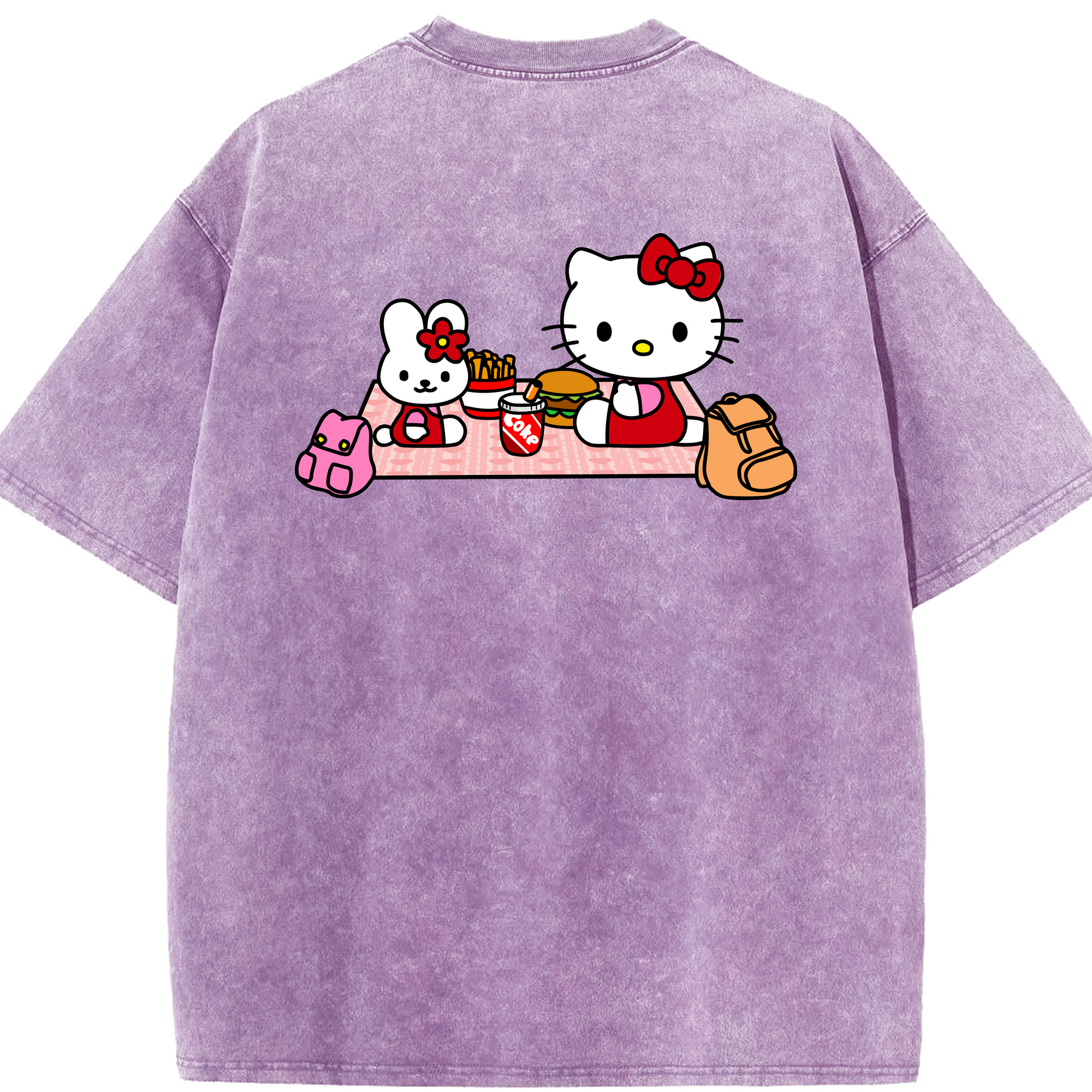 （画像用） Hello Kitty ハローキティ 綿100% ヴィンテージ風 半袖Tシャツ（背面プリント）