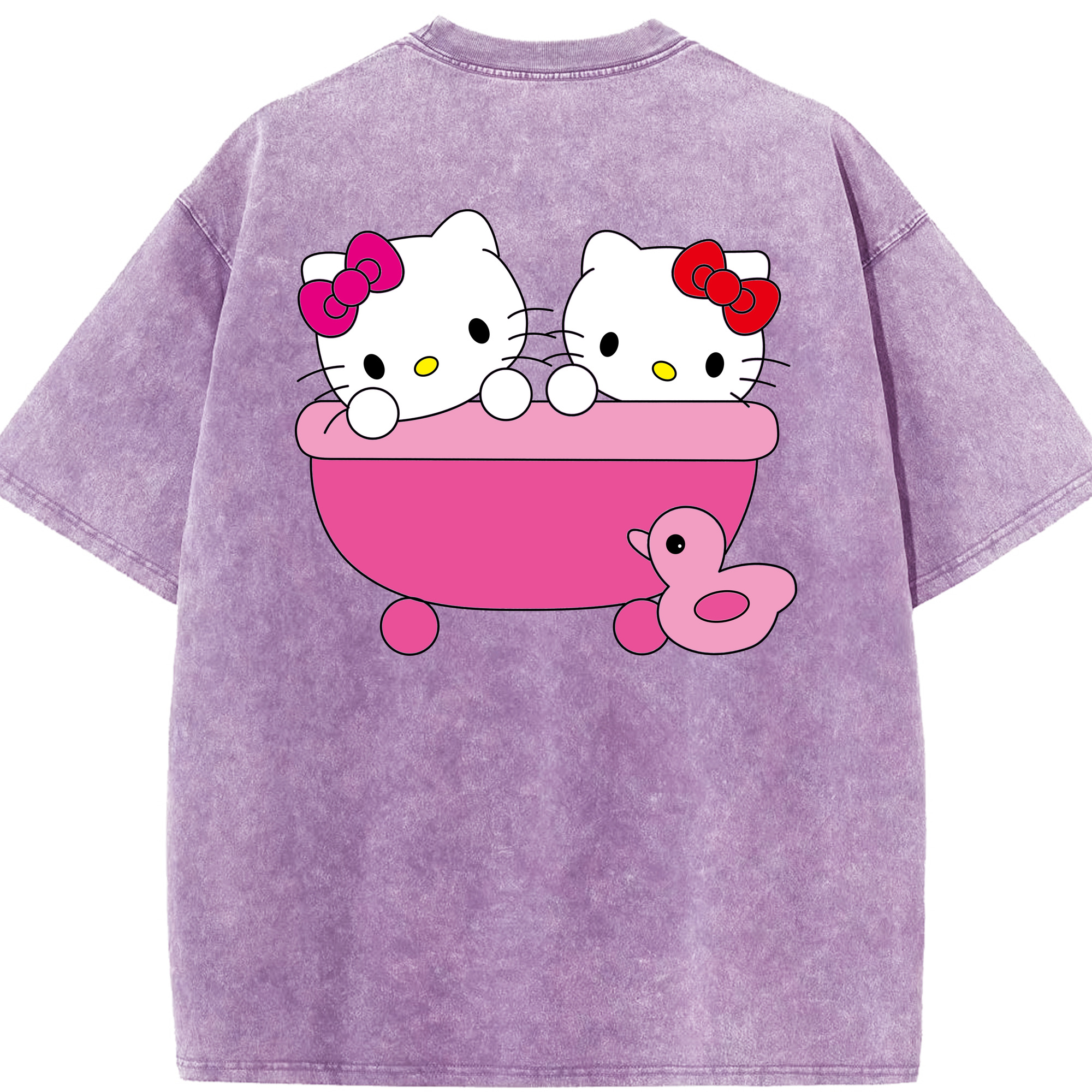 （画像用） Hello Kitty ハローキティ 綿100% ヴィンテージ風 半袖Tシャツ（背面プリント）