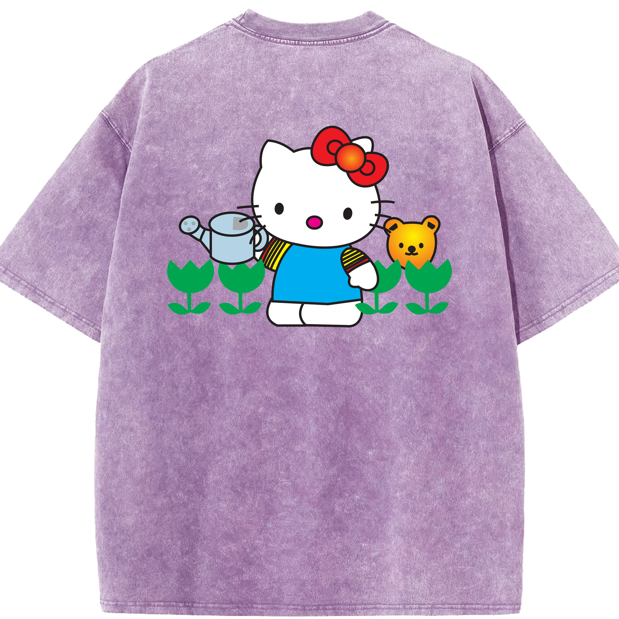 （画像用） Hello Kitty ハローキティ 綿100% ヴィンテージ風 半袖Tシャツ（背面プリント）