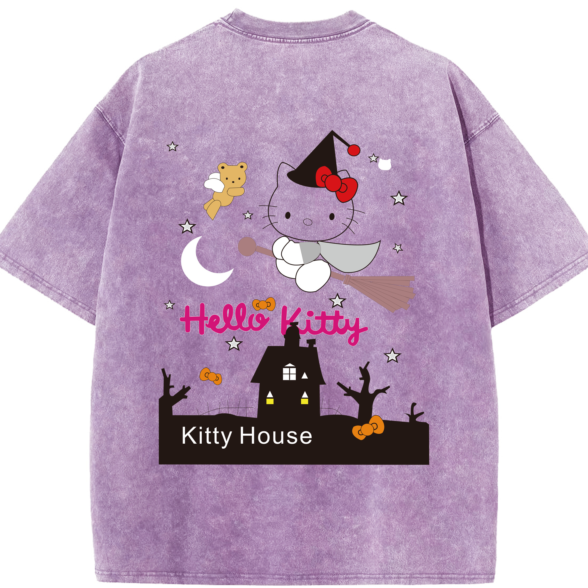（画像用） Hello Kitty ハローキティ 綿100% ヴィンテージ風 半袖Tシャツ（背面プリント）