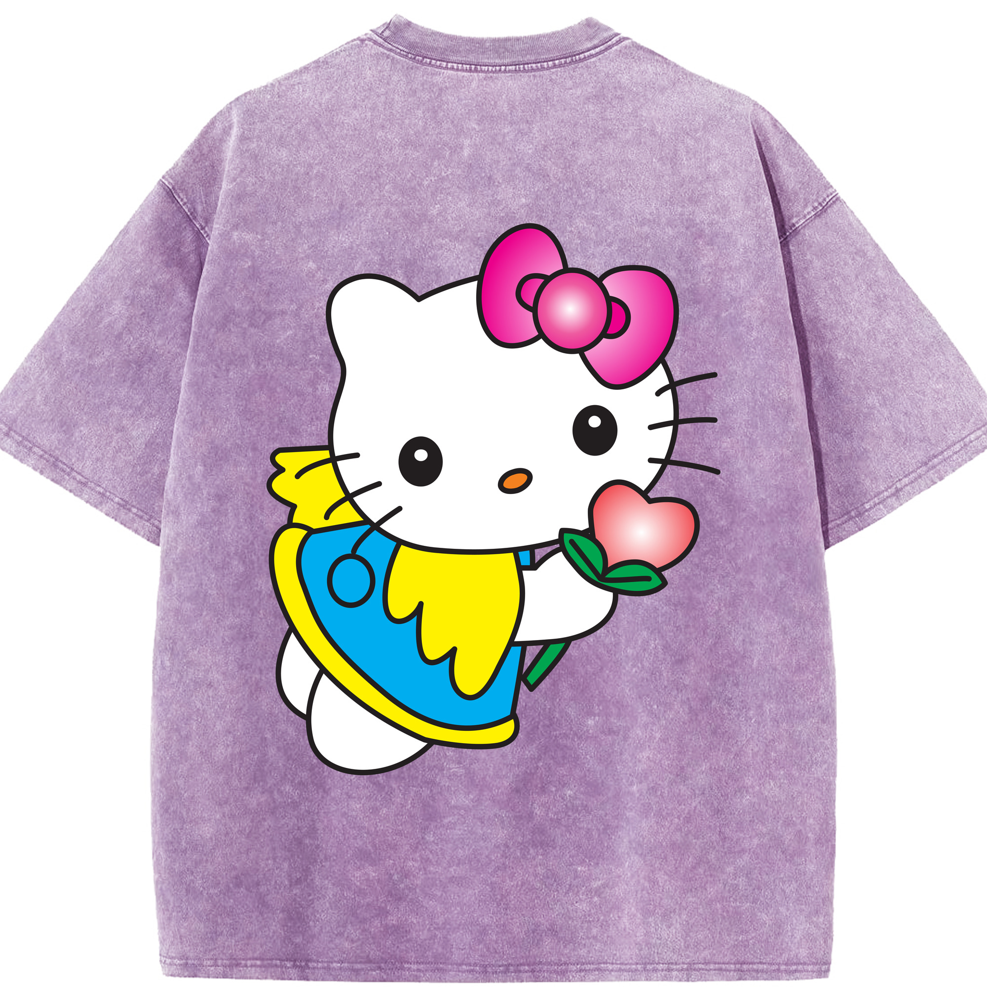 （画像用） Hello Kitty ハローキティ 綿100% ヴィンテージ風 半袖Tシャツ（背面プリント）
