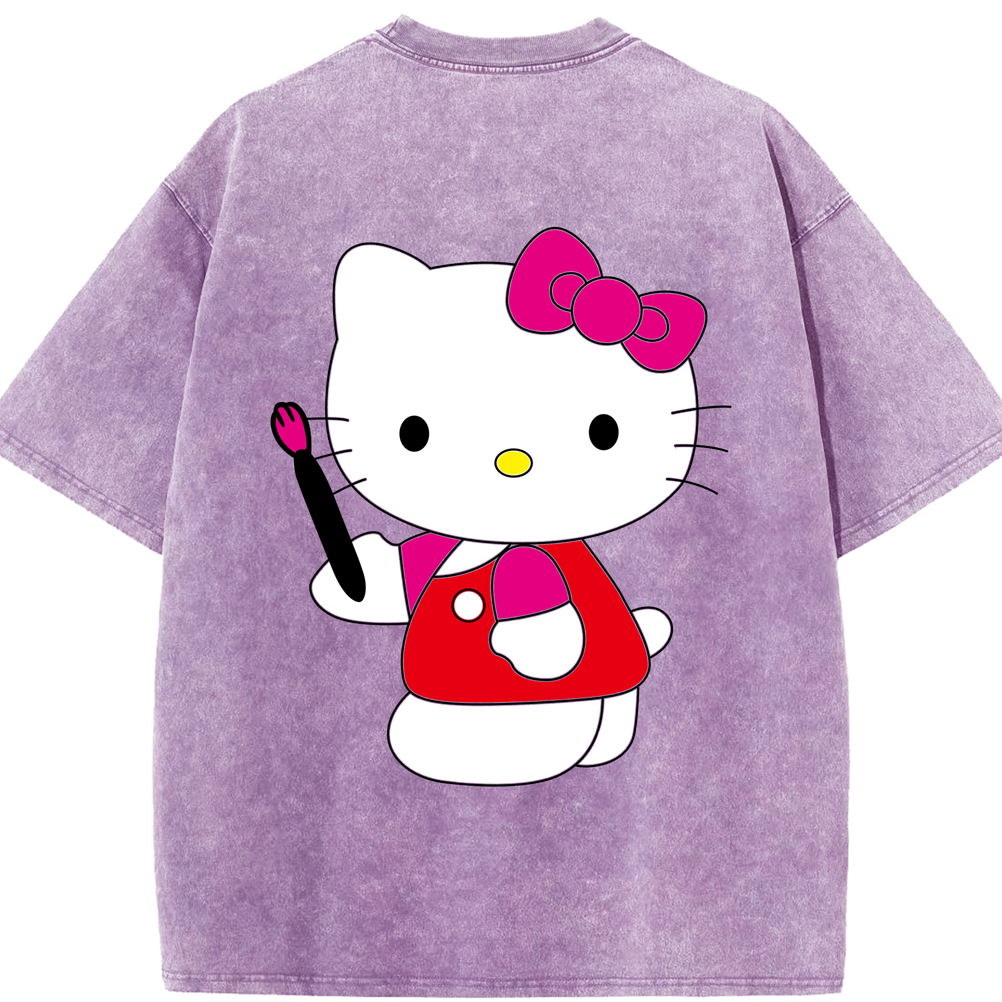 （画像用） Hello Kitty ハローキティ 綿100% ヴィンテージ風 半袖Tシャツ（背面プリント）