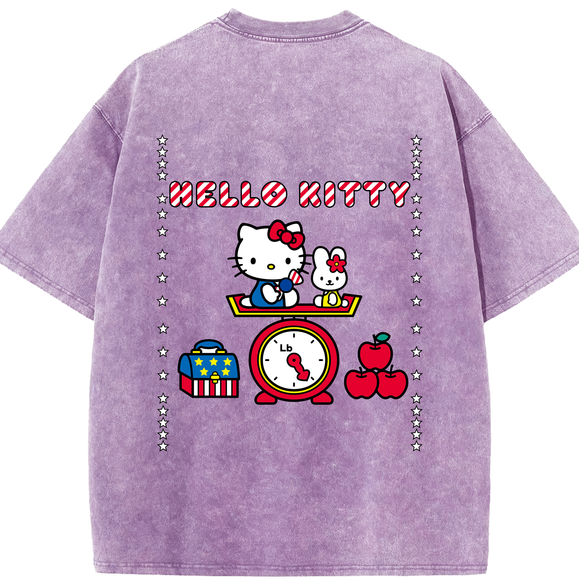 （画像用） Hello Kitty ハローキティ 綿100% ヴィンテージ風 半袖Tシャツ（背面プリント）
