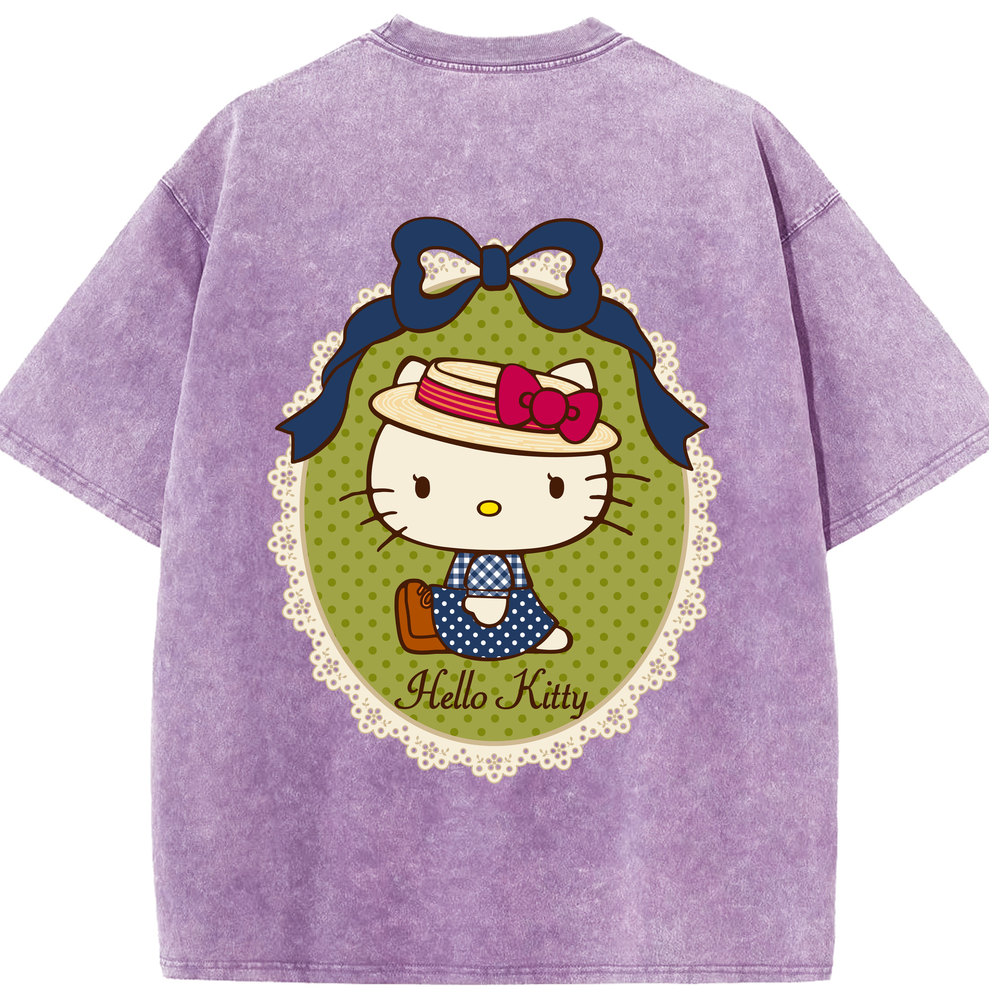 （画像用） Hello Kitty ハローキティ 綿100% ヴィンテージ風 半袖Tシャツ（背面プリント）