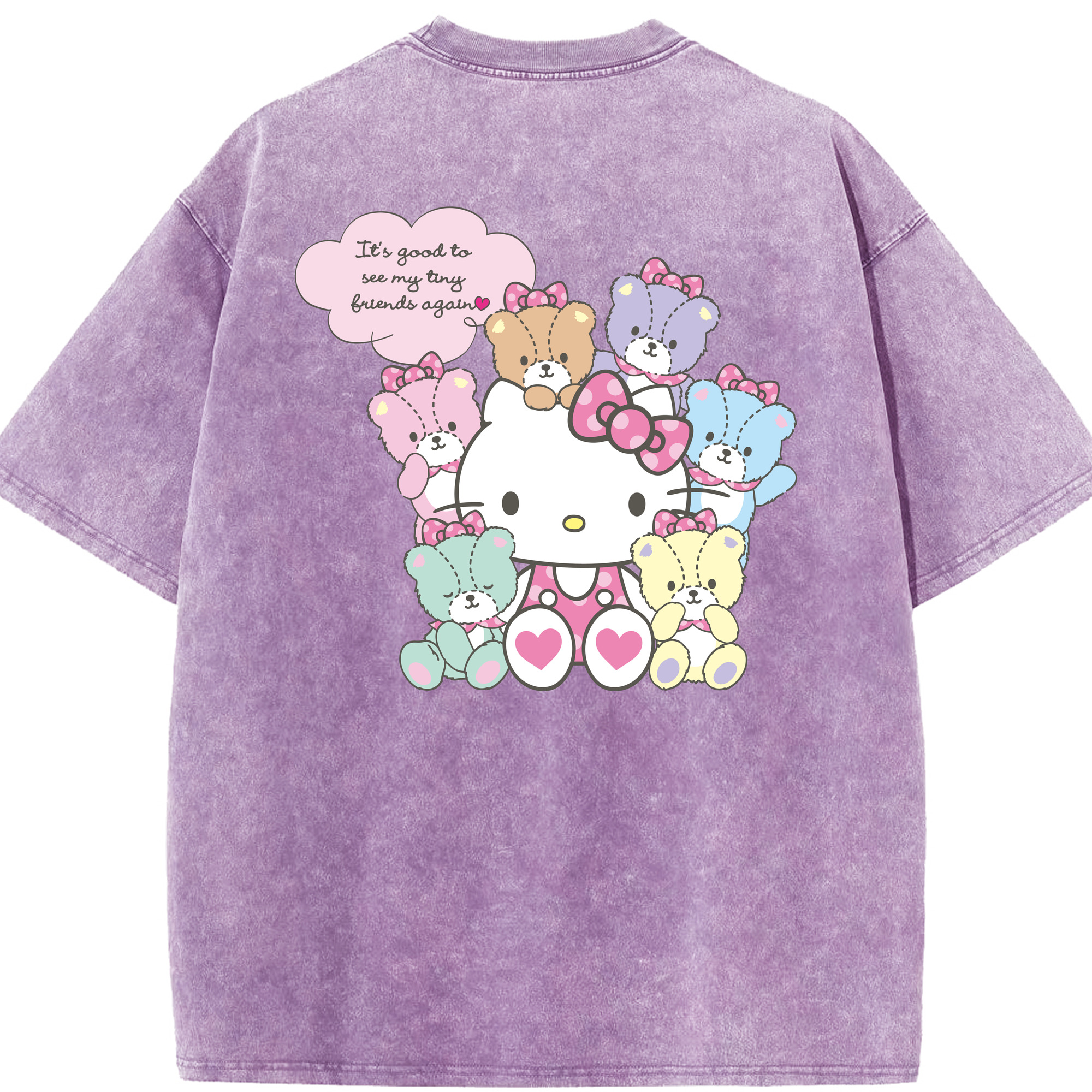 （画像用） Hello Kitty ハローキティ 綿100% ヴィンテージ風 半袖Tシャツ（背面プリント）