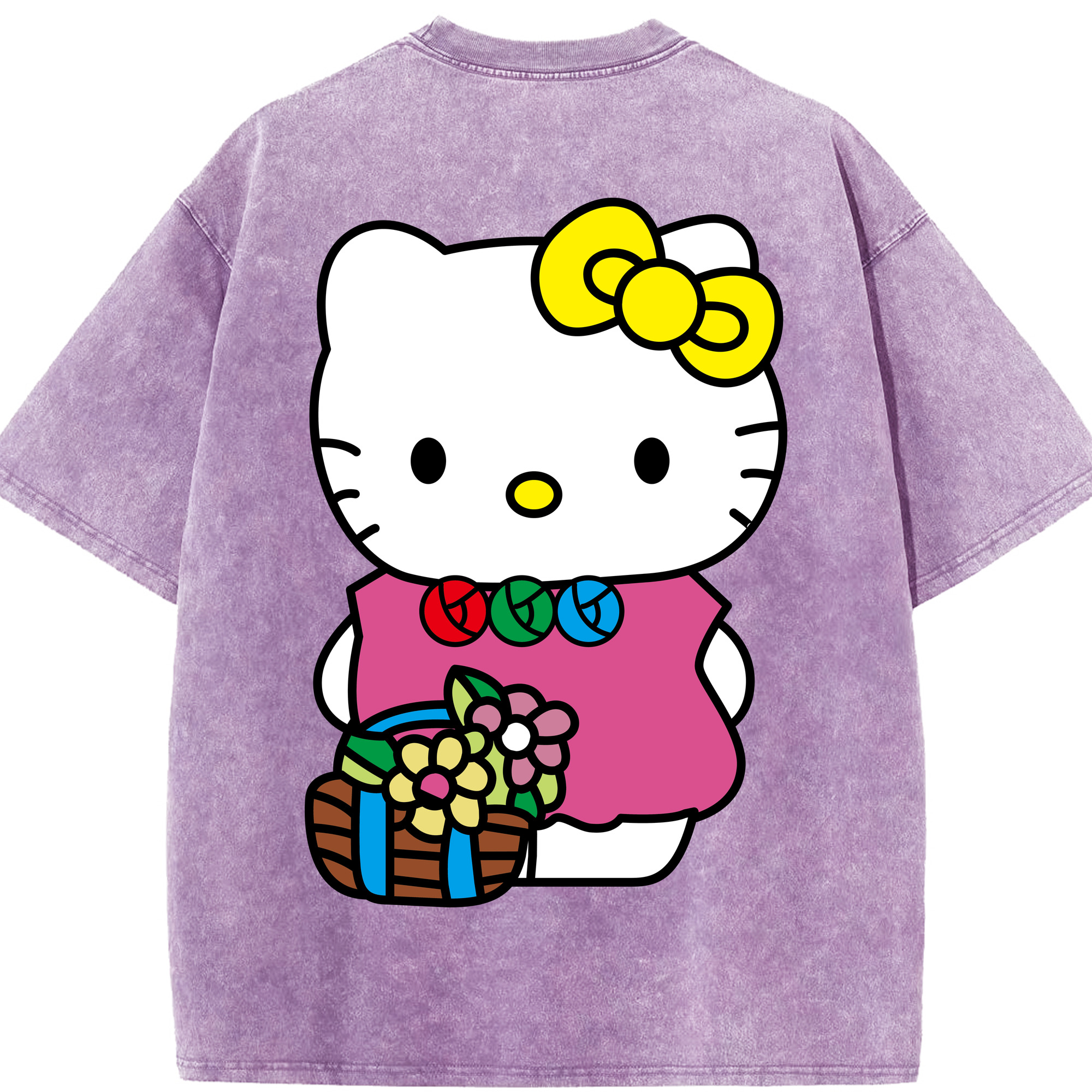 （画像用） Hello Kitty ハローキティ 綿100% ヴィンテージ風 半袖Tシャツ（背面プリント）