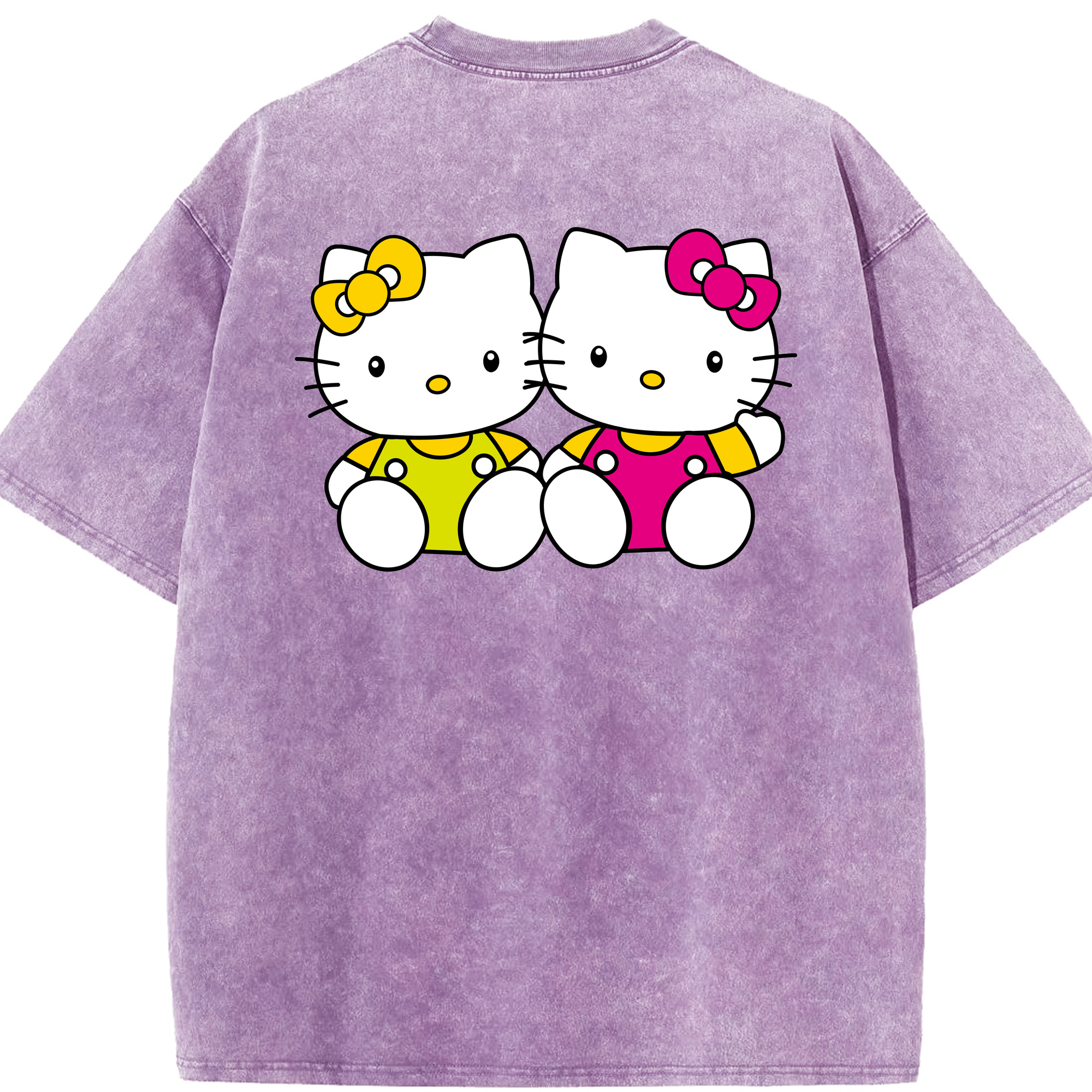 （画像用） Hello Kitty ハローキティ 綿100% ヴィンテージ風 半袖Tシャツ（背面プリント）