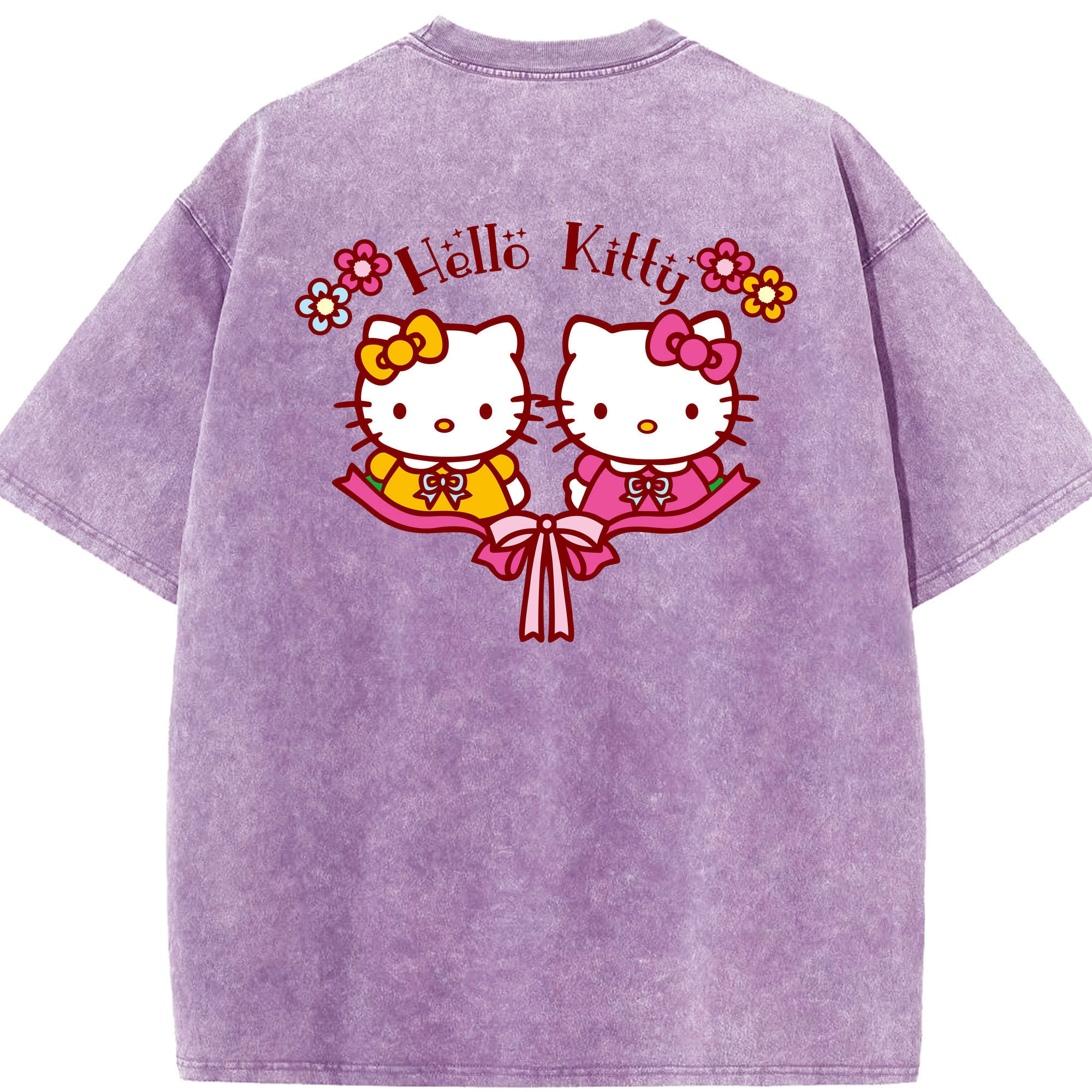 （画像用） Hello Kitty ハローキティ 綿100% ヴィンテージ風 半袖Tシャツ（背面プリント）