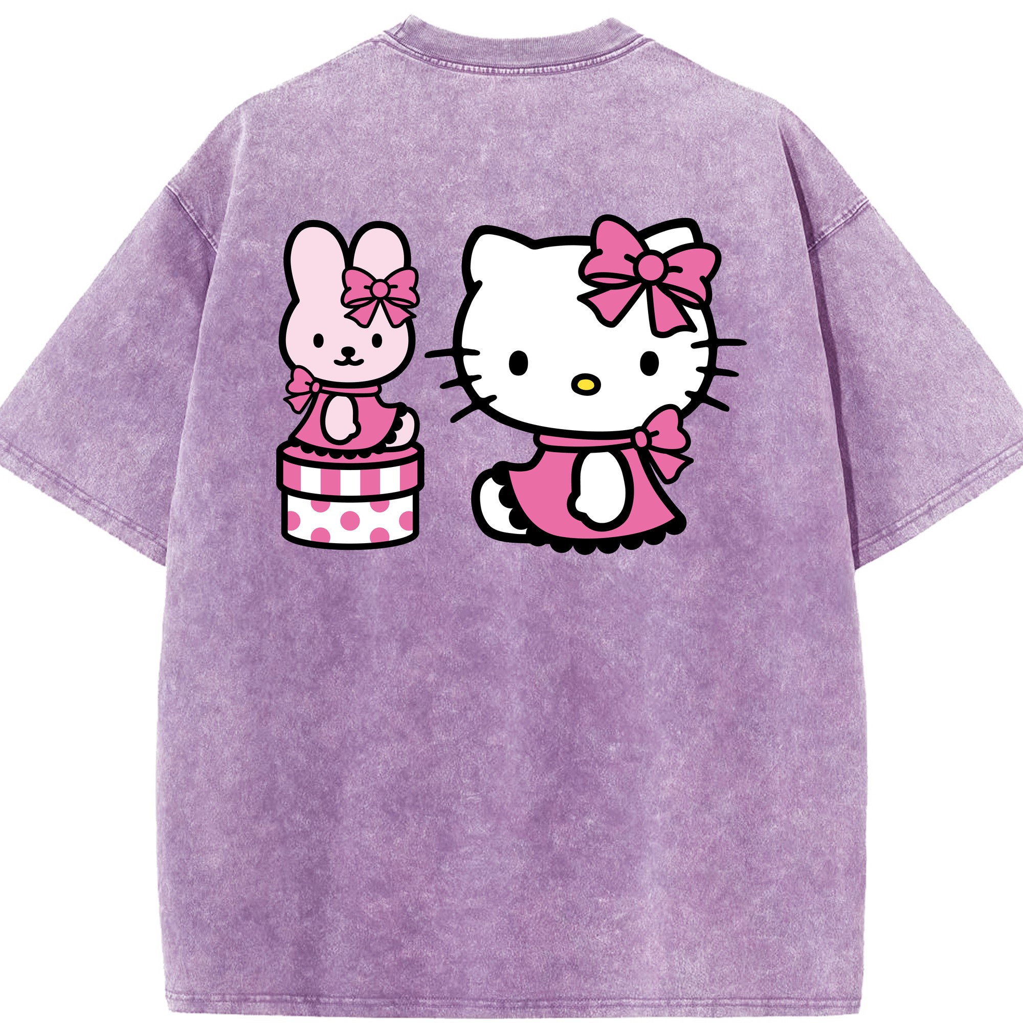 （画像用） Hello Kitty ハローキティ 綿100% ヴィンテージ風 半袖Tシャツ（背面プリント）
