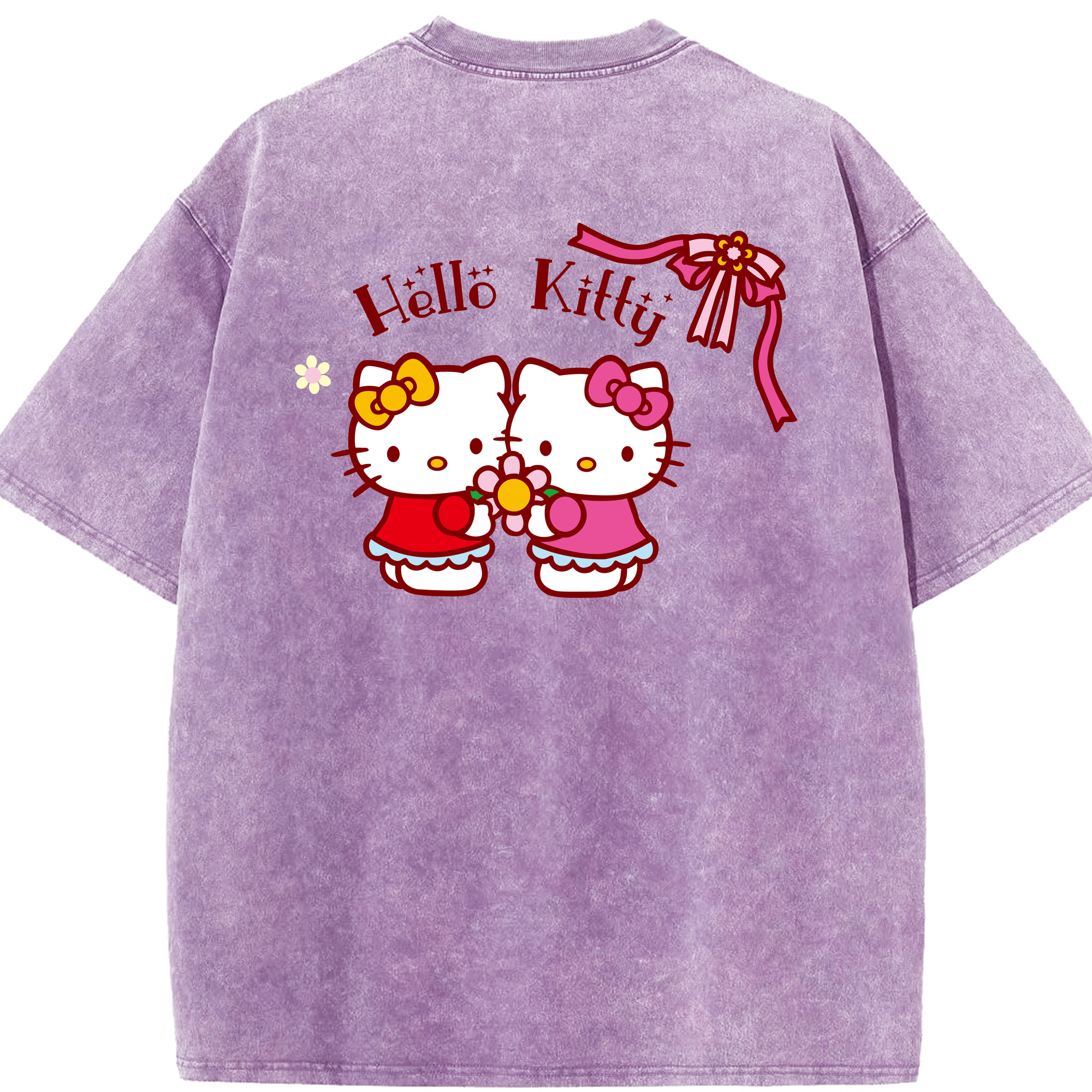 （画像用） Hello Kitty ハローキティ 綿100% ヴィンテージ風 半袖Tシャツ（背面プリント）
