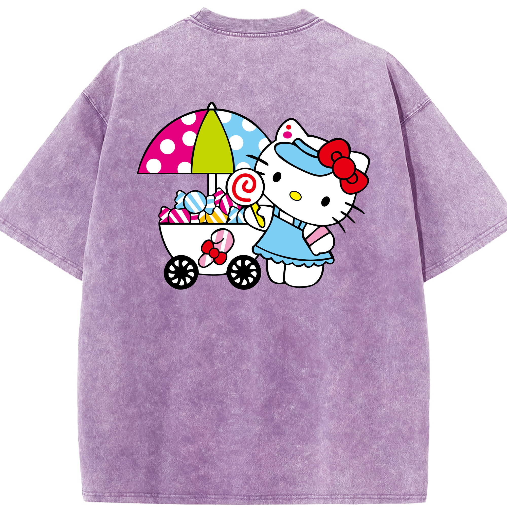 （画像用） Hello Kitty ハローキティ 綿100% ヴィンテージ風 半袖Tシャツ（背面プリント）