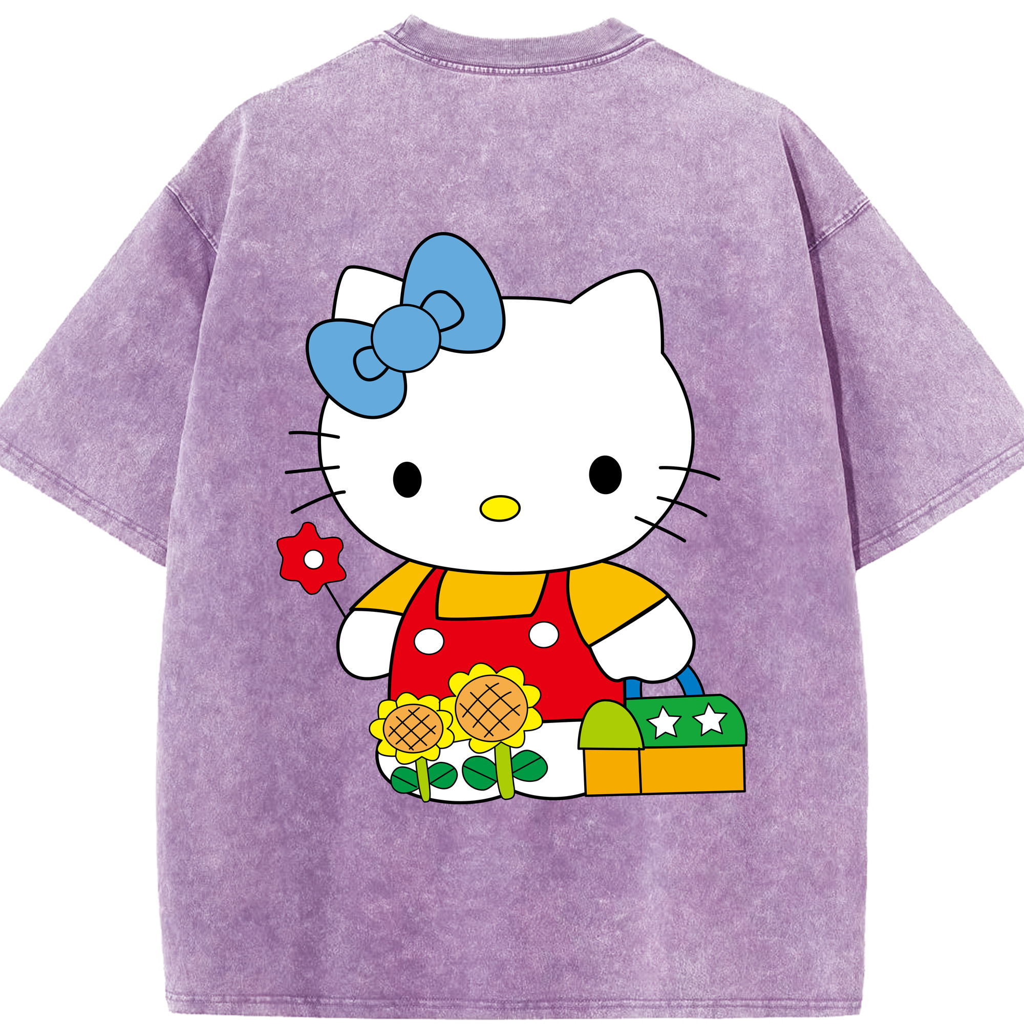 （画像用） Hello Kitty ハローキティ 綿100% ヴィンテージ風 半袖Tシャツ（背面プリント）