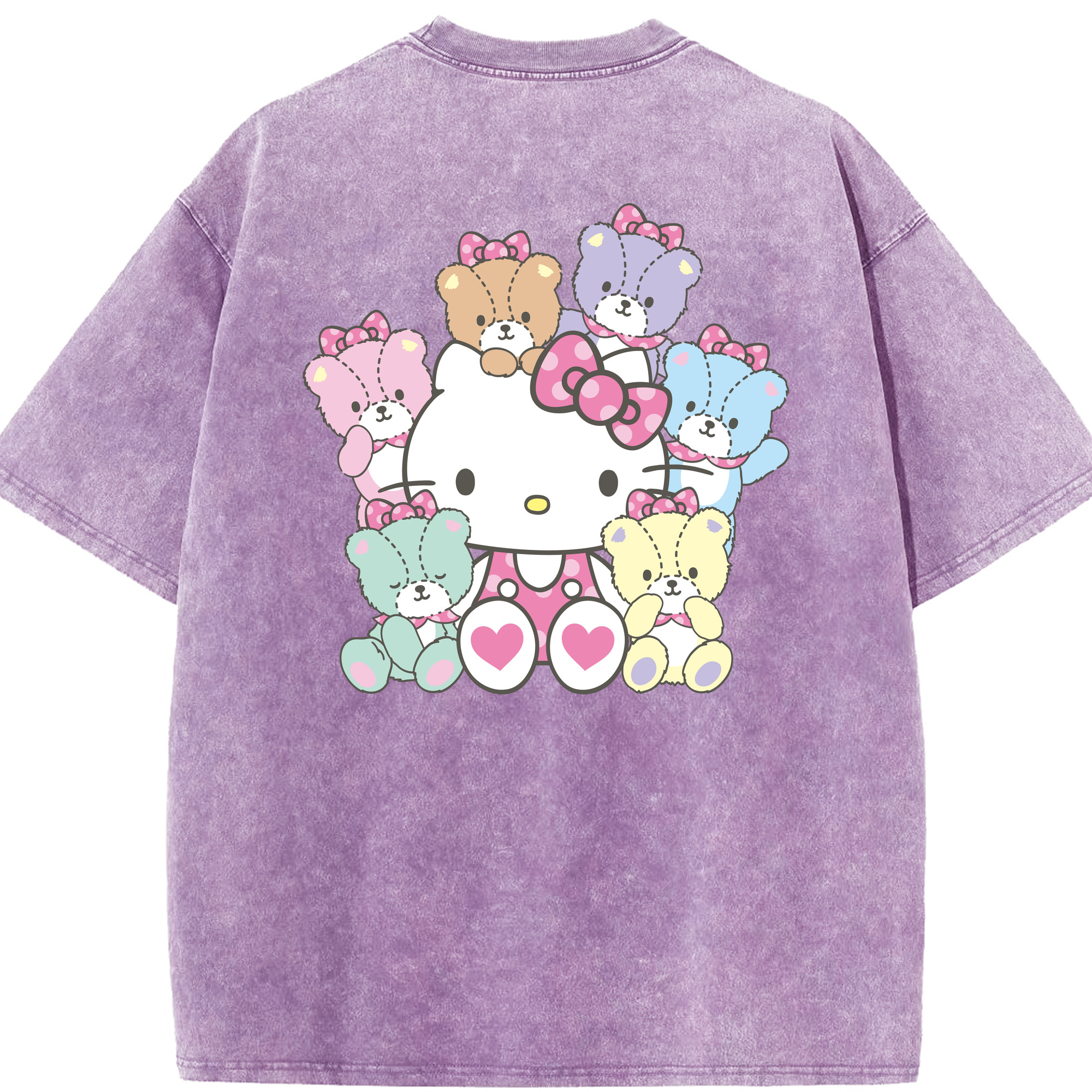 （画像用） Hello Kitty ハローキティ 綿100% ヴィンテージ風 半袖Tシャツ（背面プリント）