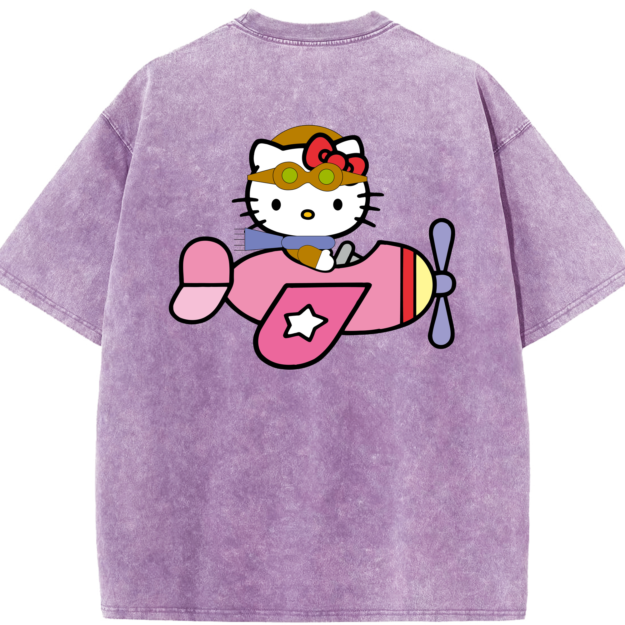 （画像用） Hello Kitty ハローキティ 綿100% ヴィンテージ風 半袖Tシャツ（背面プリント）