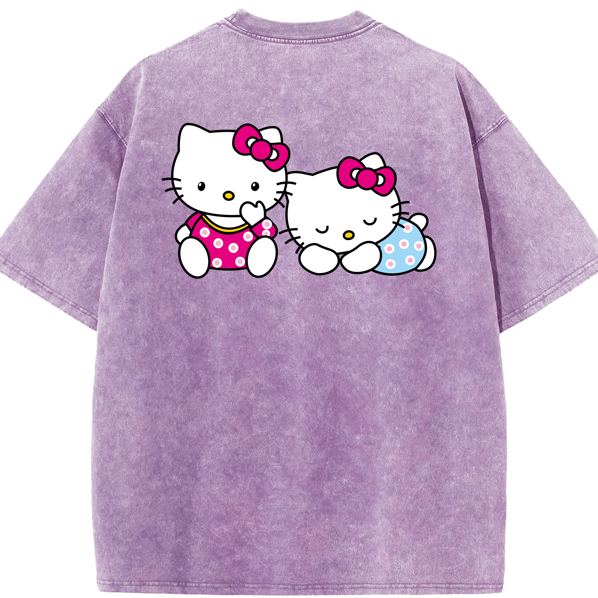 （画像用） Hello Kitty ハローキティ 綿100% ヴィンテージ風 半袖Tシャツ（背面プリント）