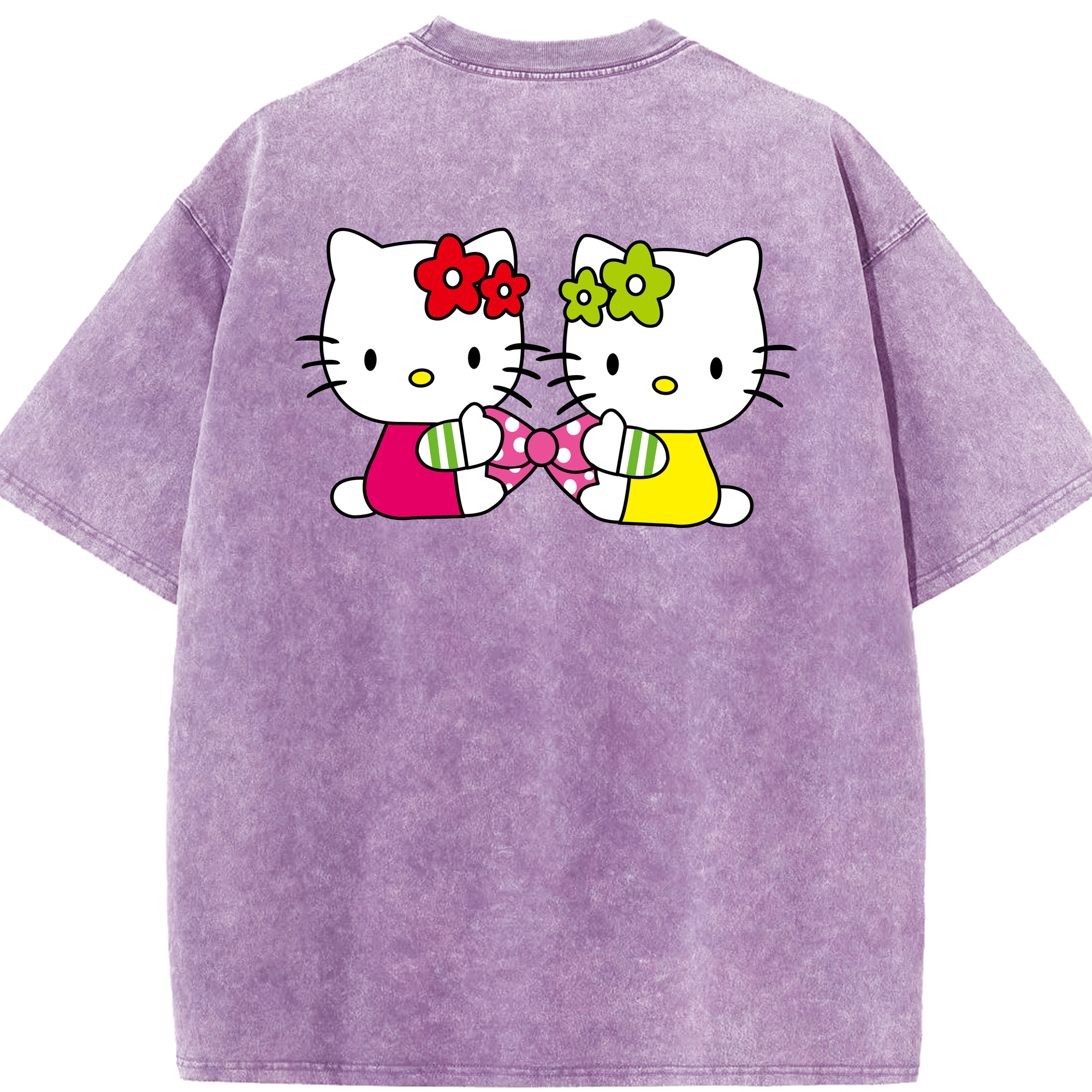 （画像用） Hello Kitty ハローキティ 綿100% ヴィンテージ風 半袖Tシャツ（背面プリント）