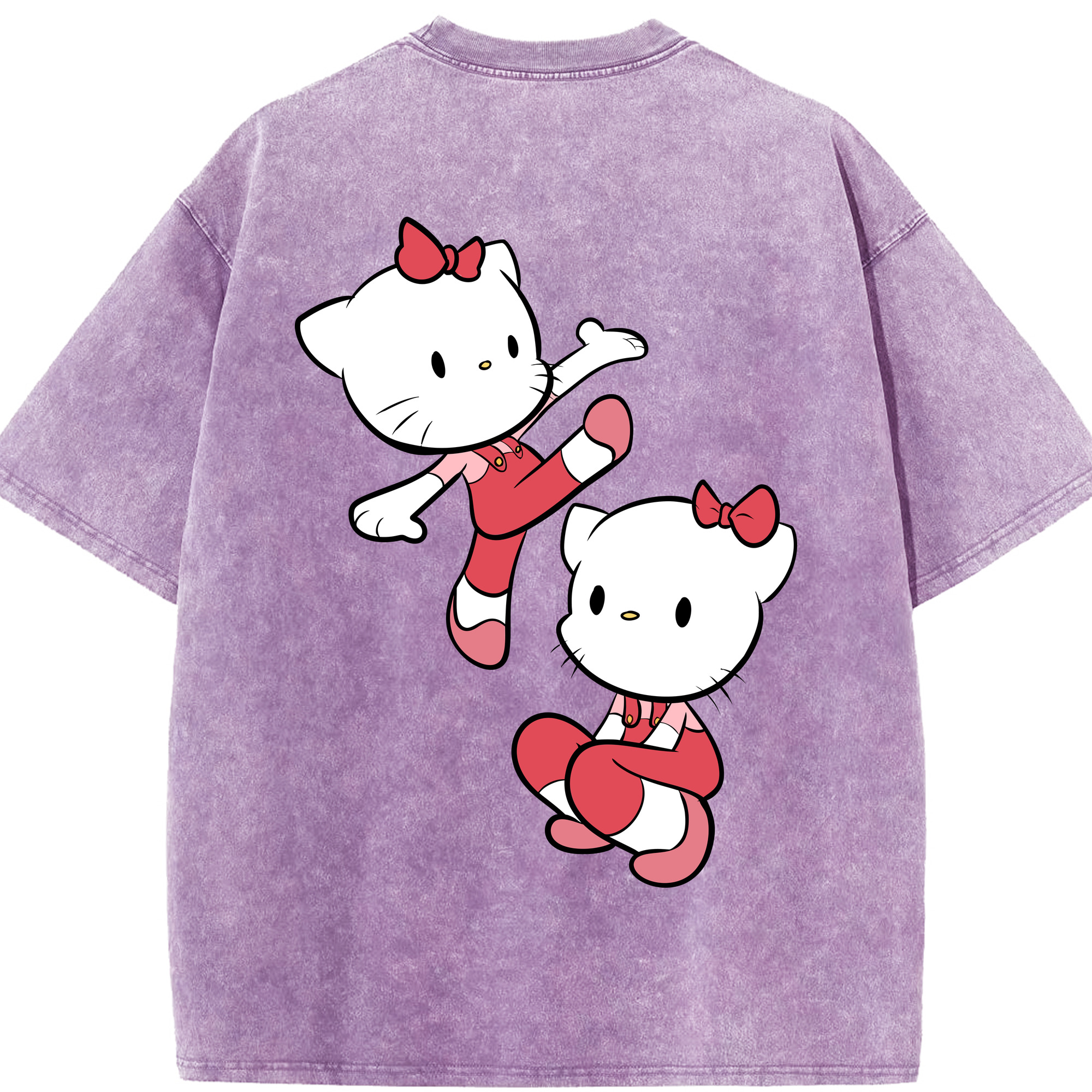 （画像用） Hello Kitty ハローキティ 綿100% ヴィンテージ風 半袖Tシャツ（背面プリント）