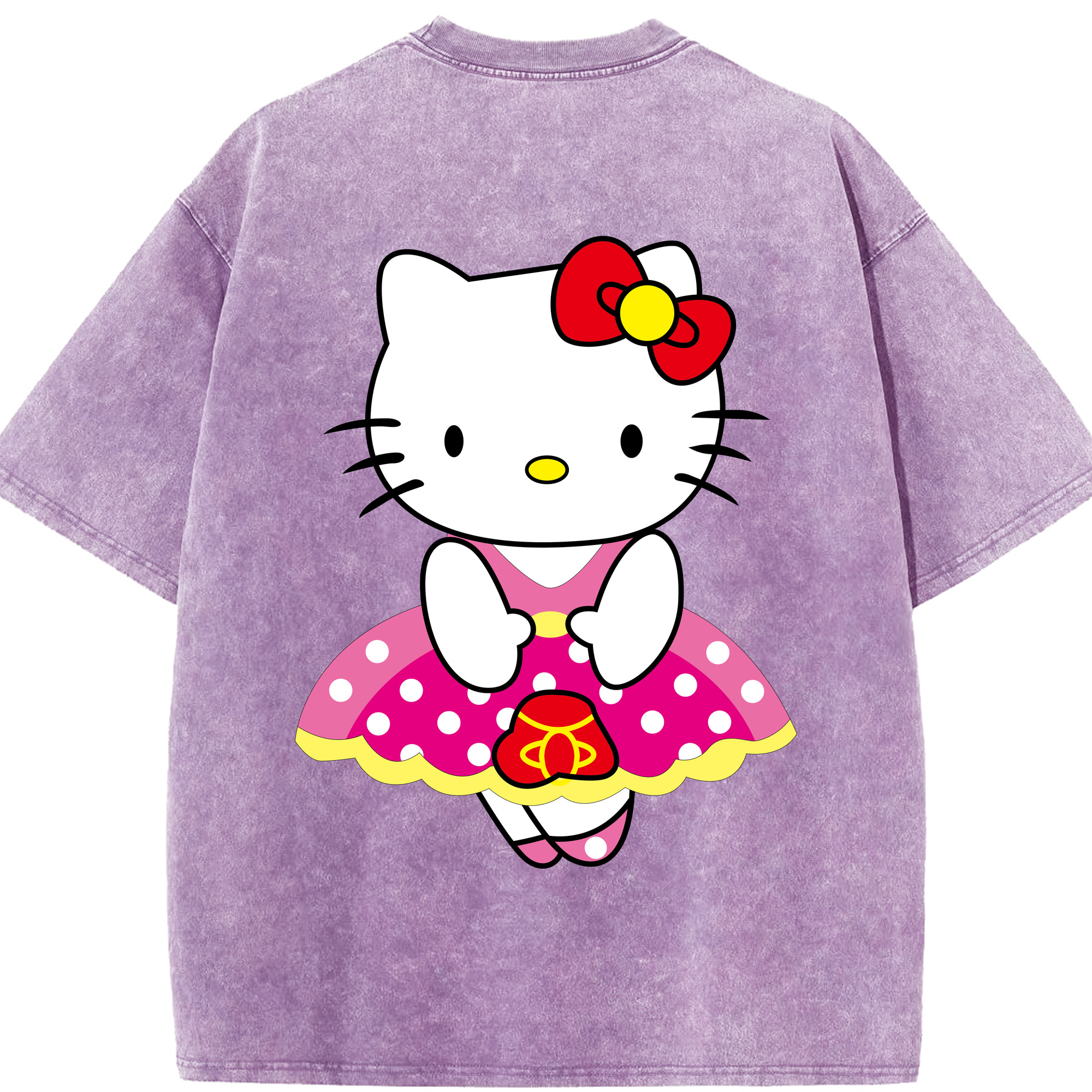 （画像用） Hello Kitty ハローキティ 綿100% ヴィンテージ風 半袖Tシャツ（背面プリント）