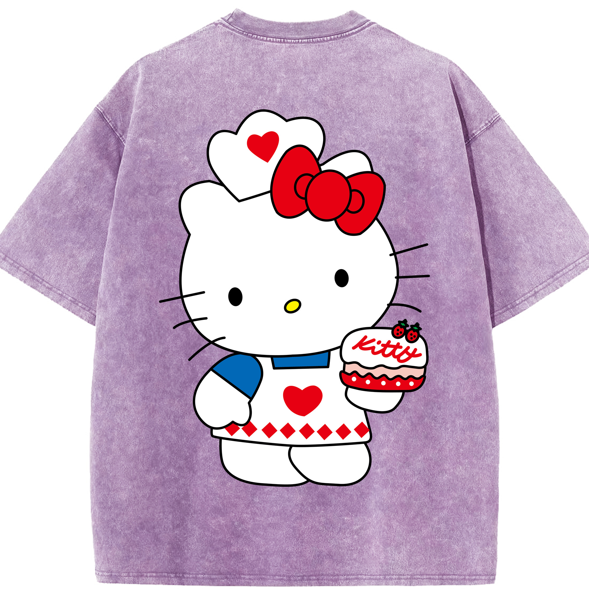 （画像用） Hello Kitty ハローキティ 綿100% ヴィンテージ風 半袖Tシャツ（背面プリント）