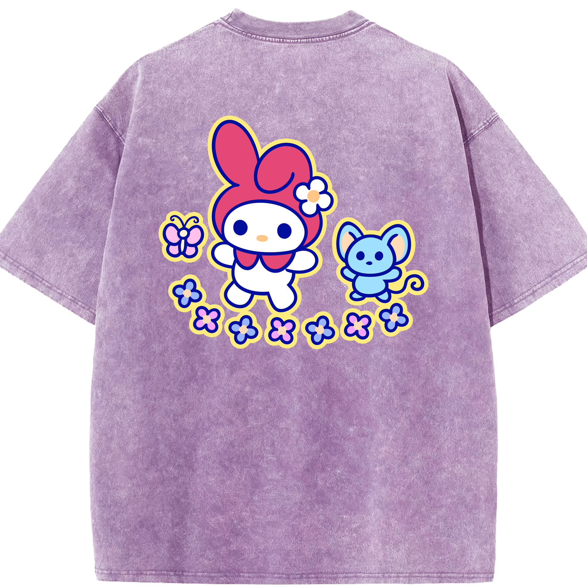 （画像用） Hello Kitty ハローキティ 綿100% ヴィンテージ風 半袖Tシャツ（背面プリント）