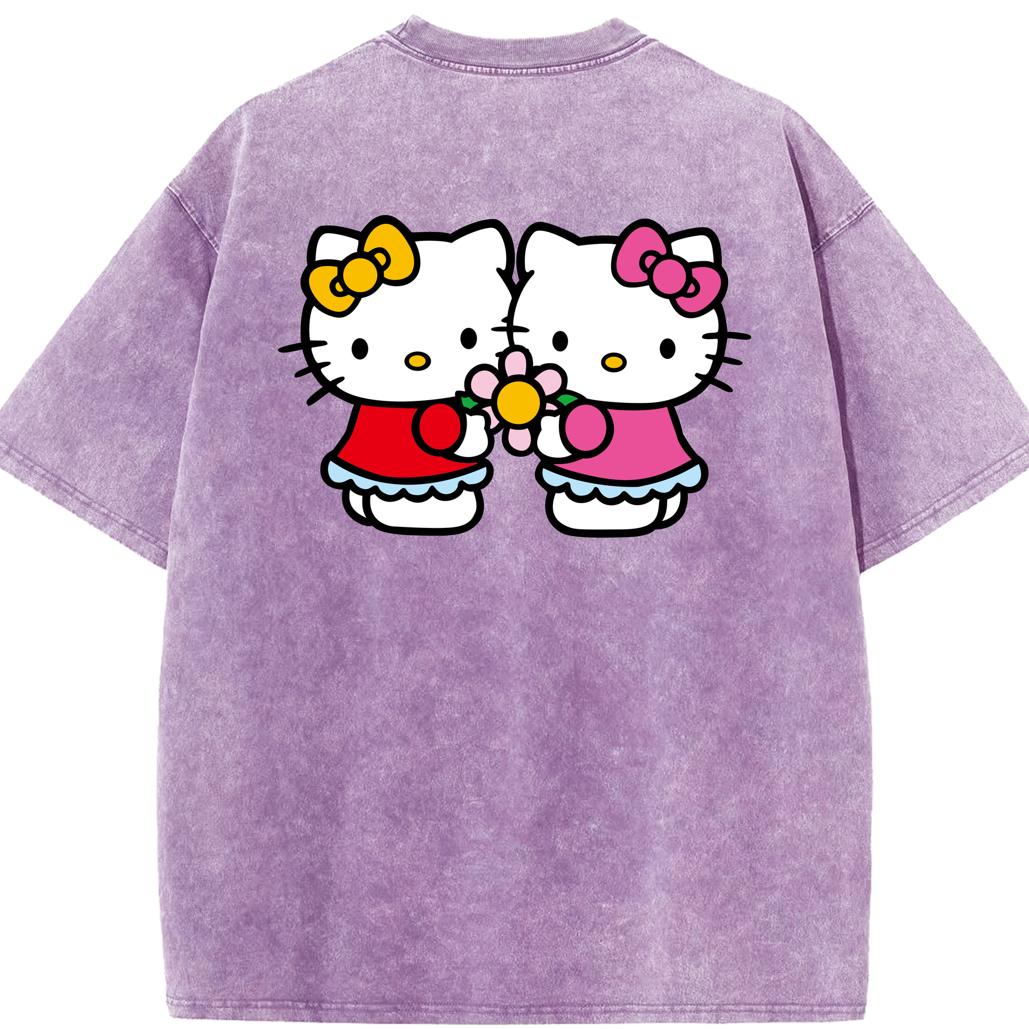 （画像用） Hello Kitty ハローキティ 綿100% ヴィンテージ風 半袖Tシャツ（背面プリント）
