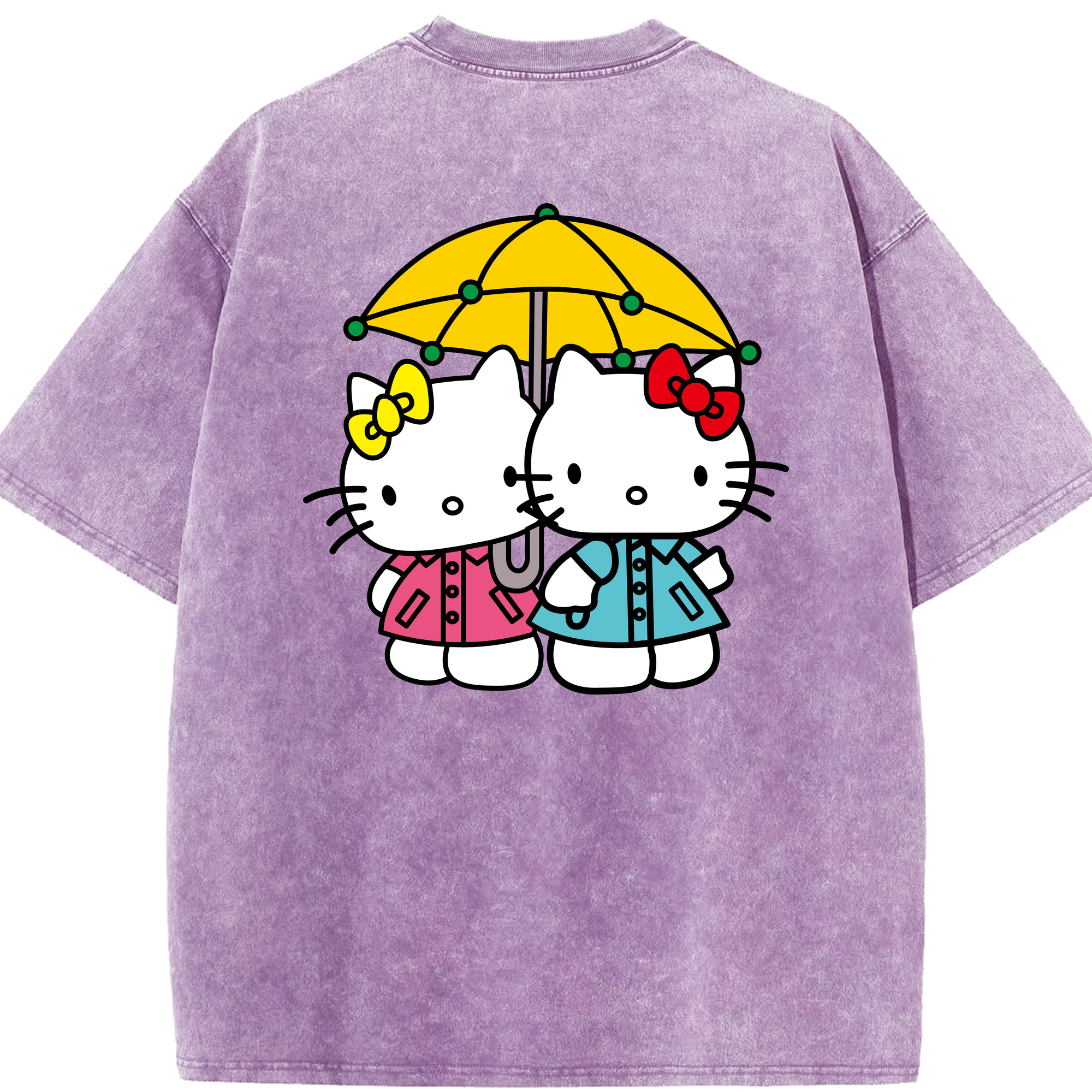 （画像用） Hello Kitty ハローキティ 綿100% ヴィンテージ風 半袖Tシャツ（背面プリント）