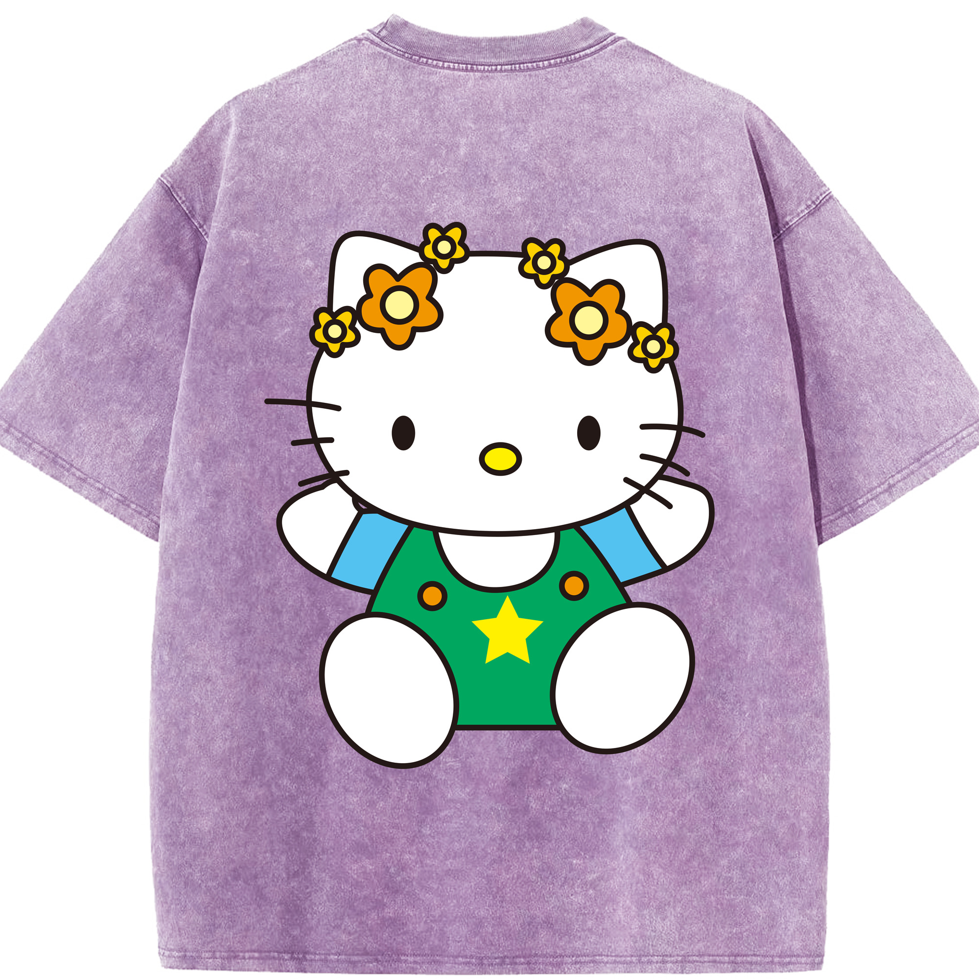 （画像用） Hello Kitty ハローキティ 綿100% ヴィンテージ風 半袖Tシャツ（背面プリント）