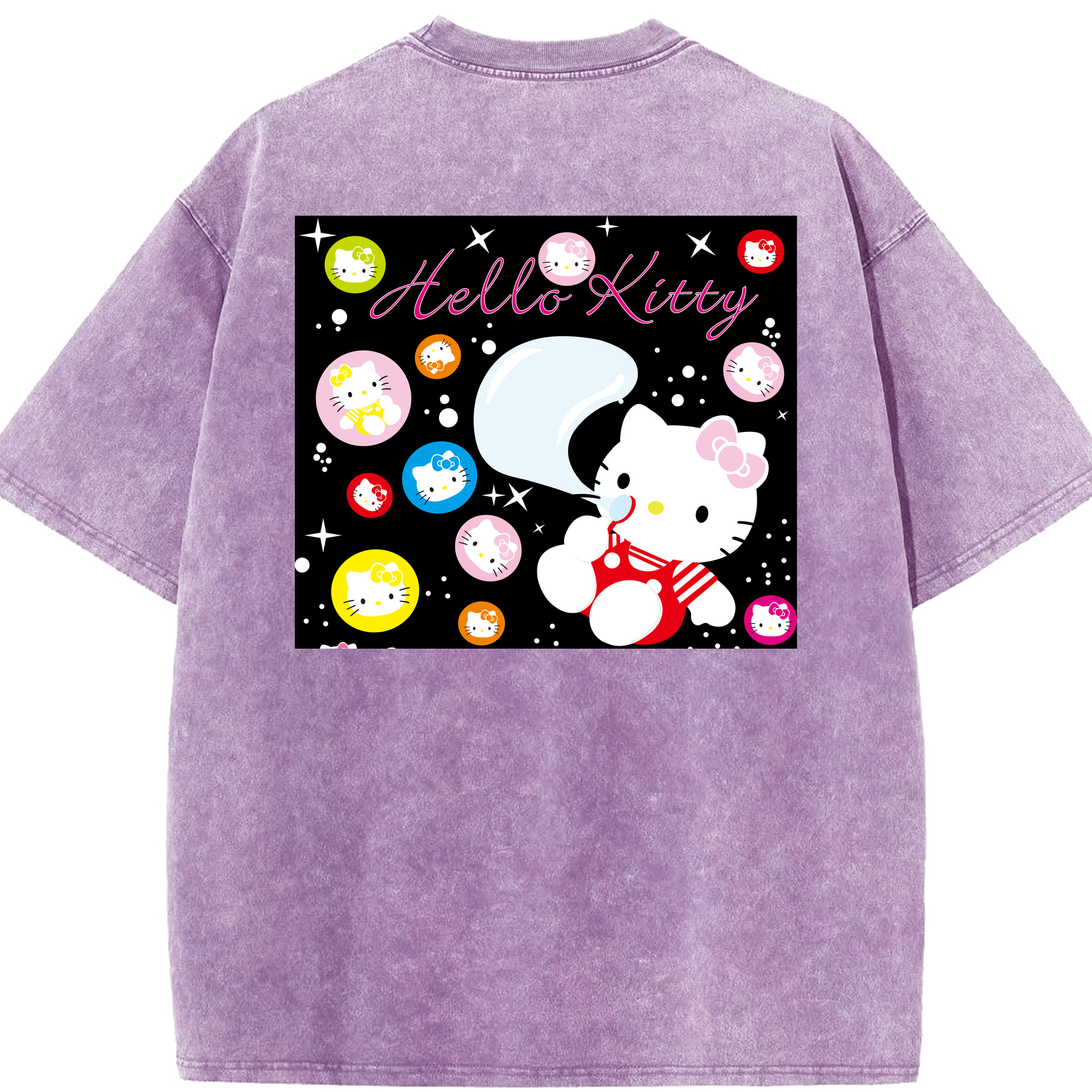 （画像用） Hello Kitty ハローキティ 綿100% ヴィンテージ風 半袖Tシャツ（背面プリント）