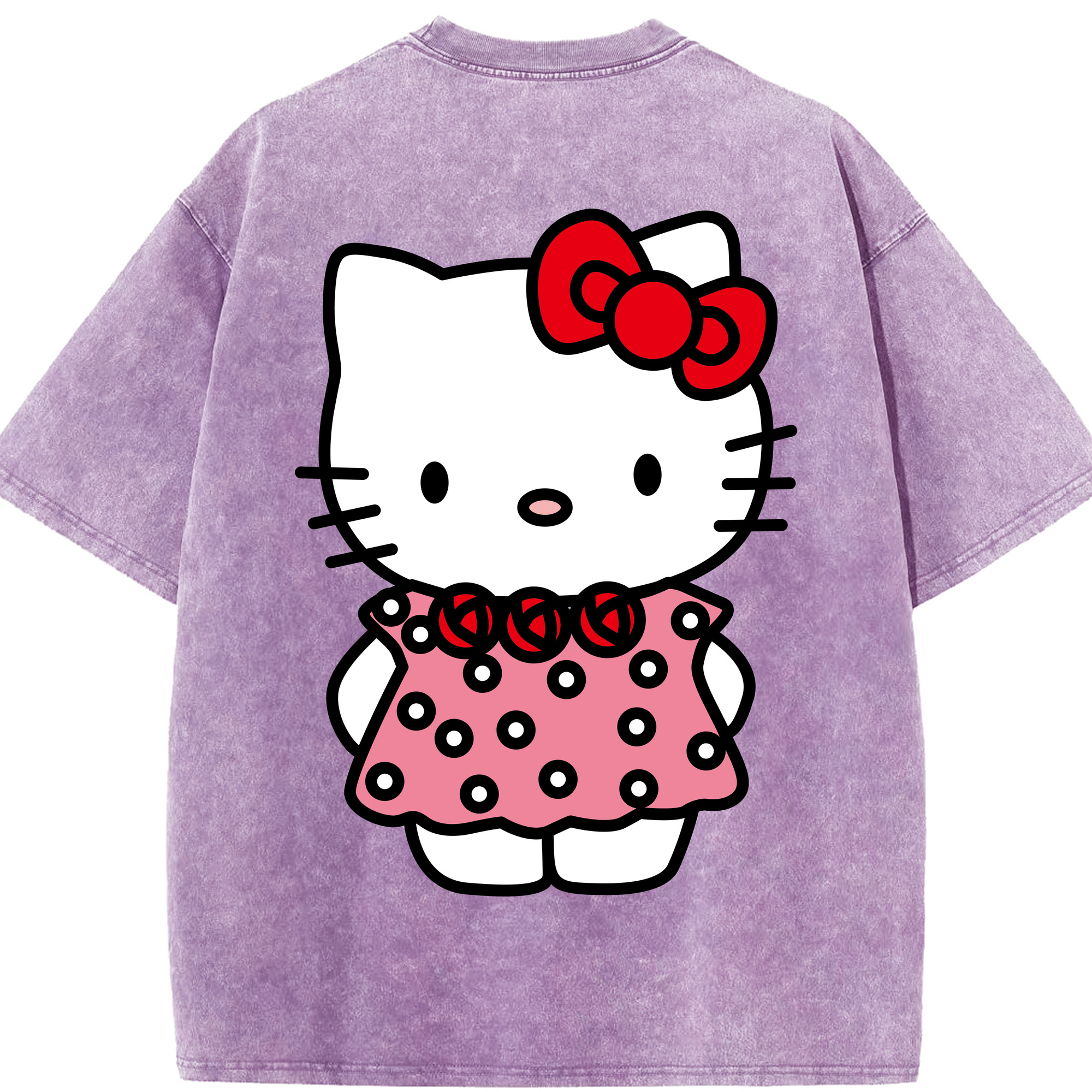 （画像用） Hello Kitty ハローキティ 綿100% ヴィンテージ風 半袖Tシャツ（背面プリント）