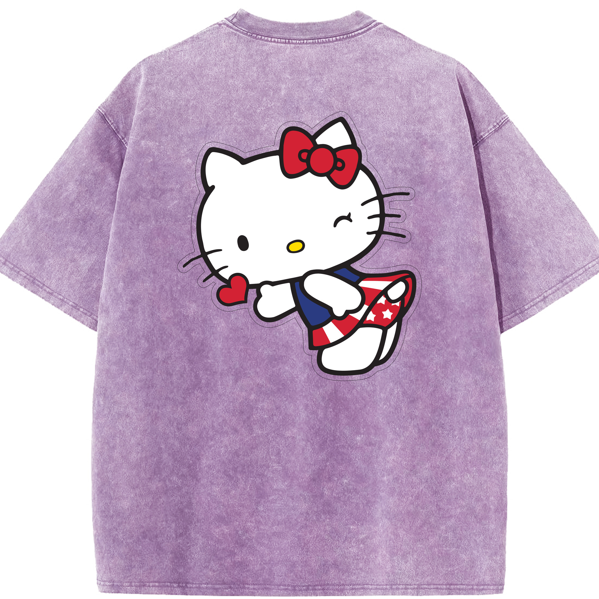 （画像用） Hello Kitty ハローキティ 綿100% ヴィンテージ風 半袖Tシャツ（背面プリント）