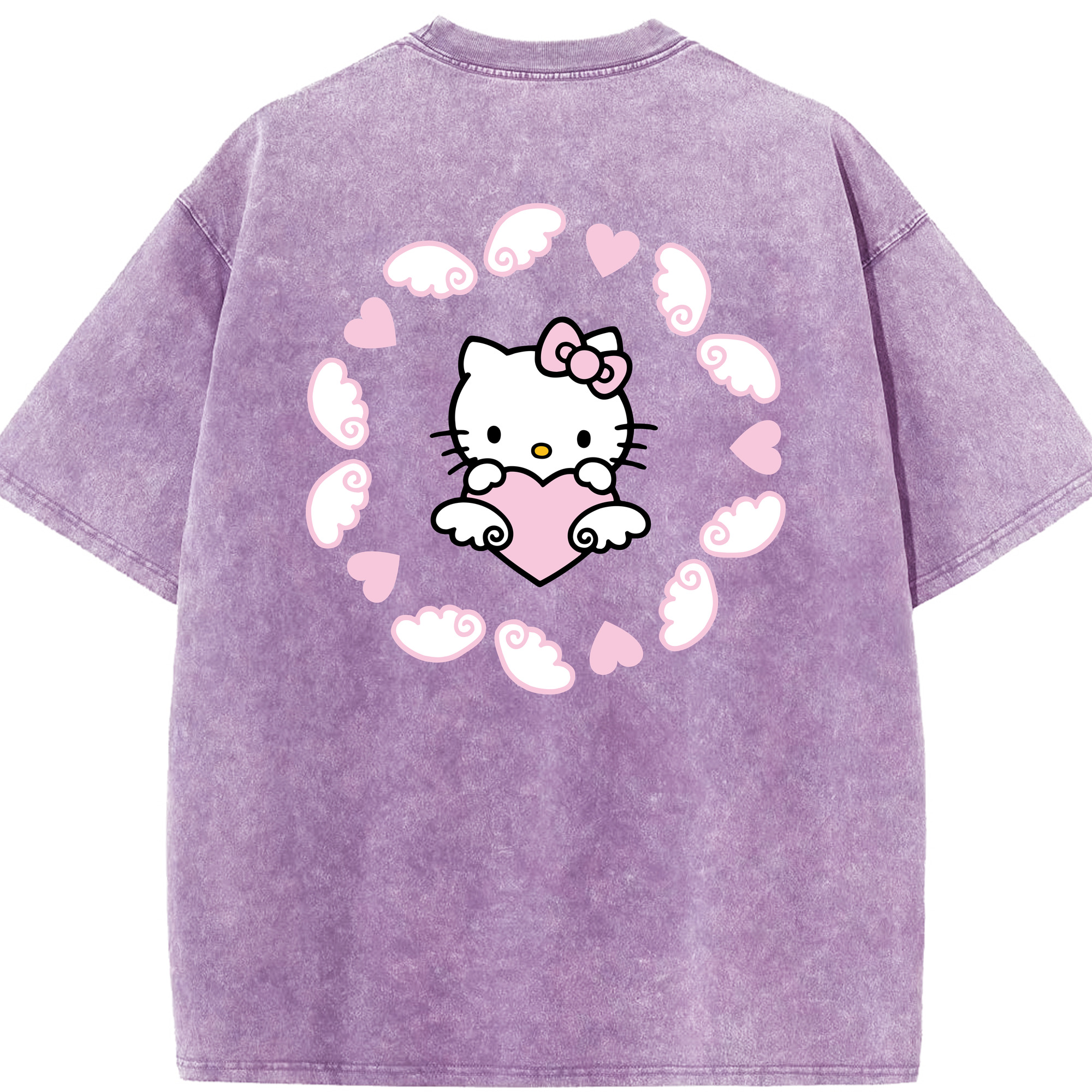 （画像用） Hello Kitty ハローキティ 綿100% ヴィンテージ風 半袖Tシャツ（背面プリント）