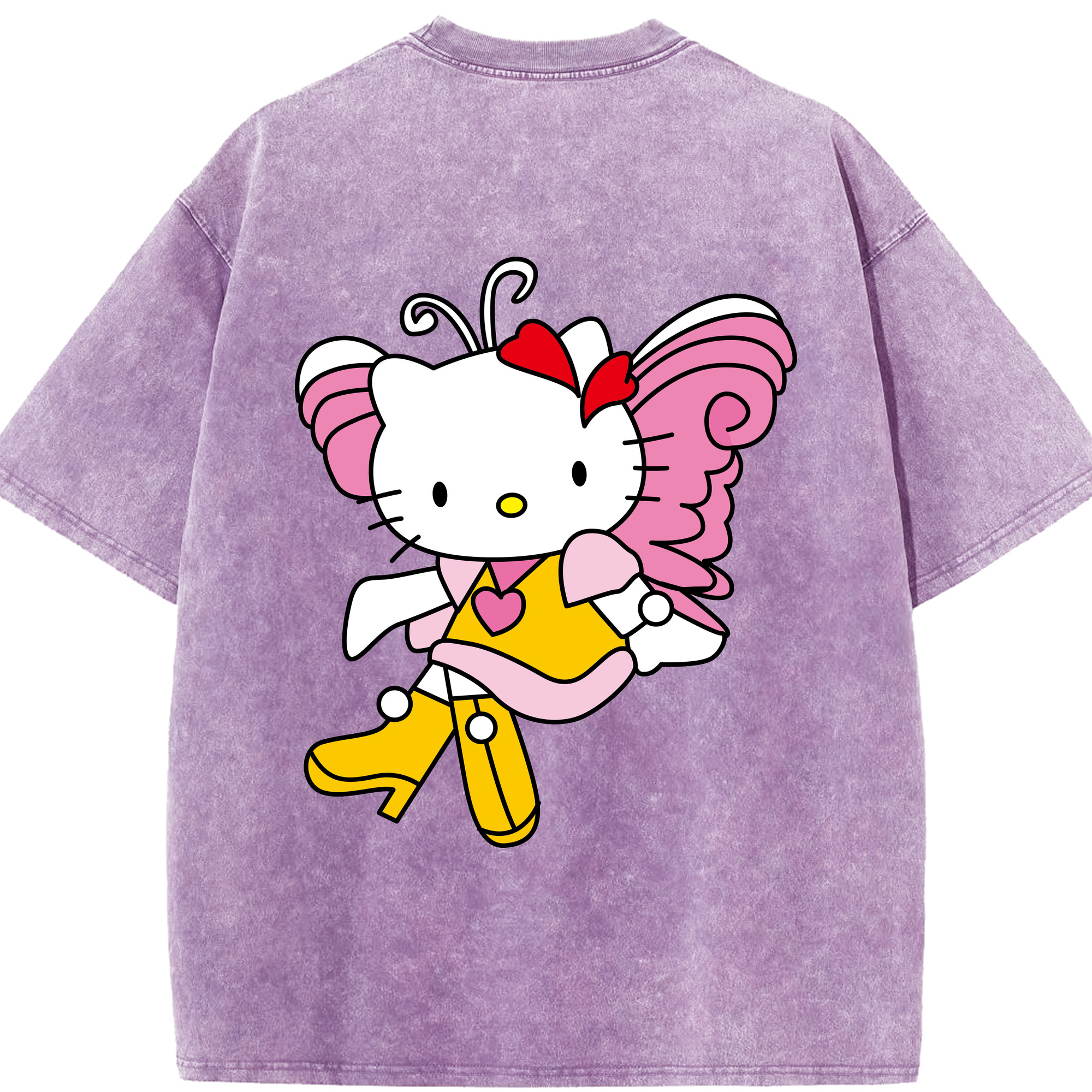 （画像用） Hello Kitty ハローキティ 綿100% ヴィンテージ風 半袖Tシャツ（背面プリント）