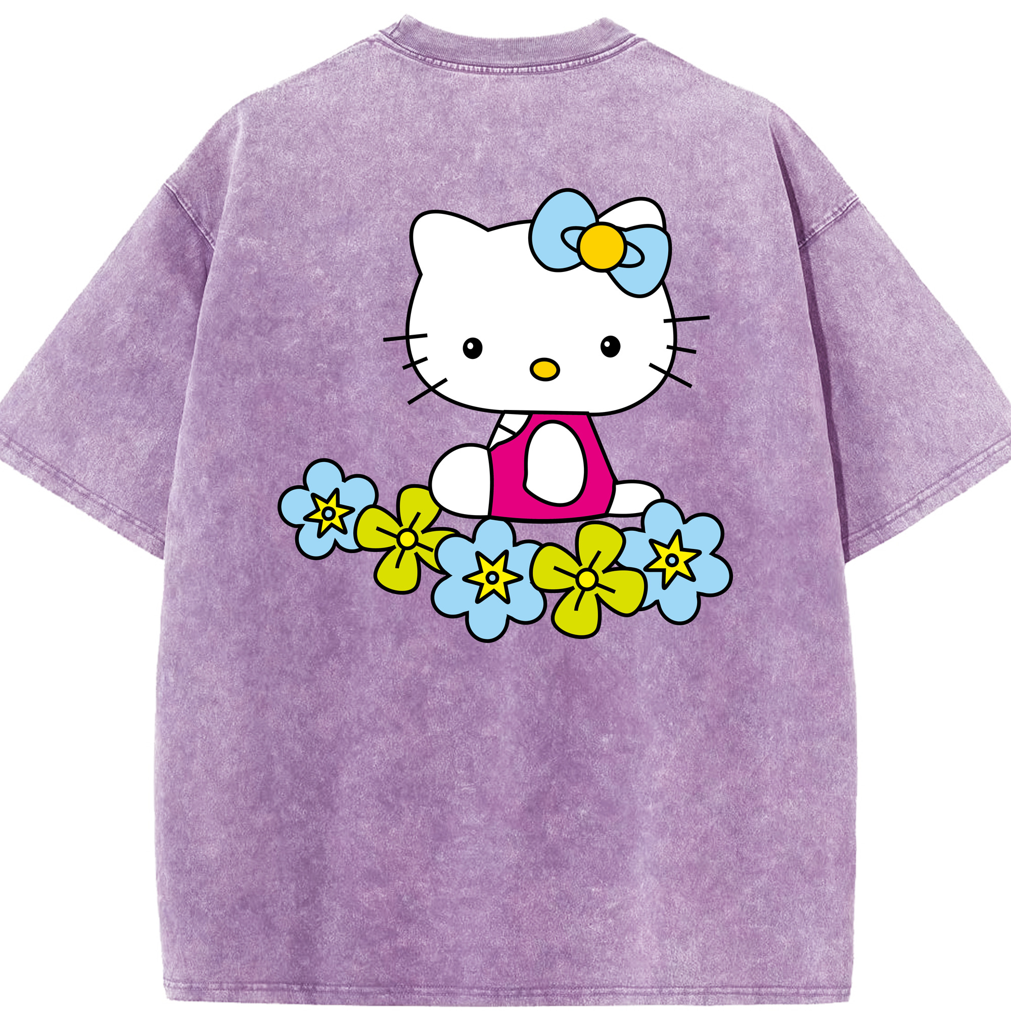 （画像用） Hello Kitty ハローキティ 綿100% ヴィンテージ風 半袖Tシャツ（背面プリント）