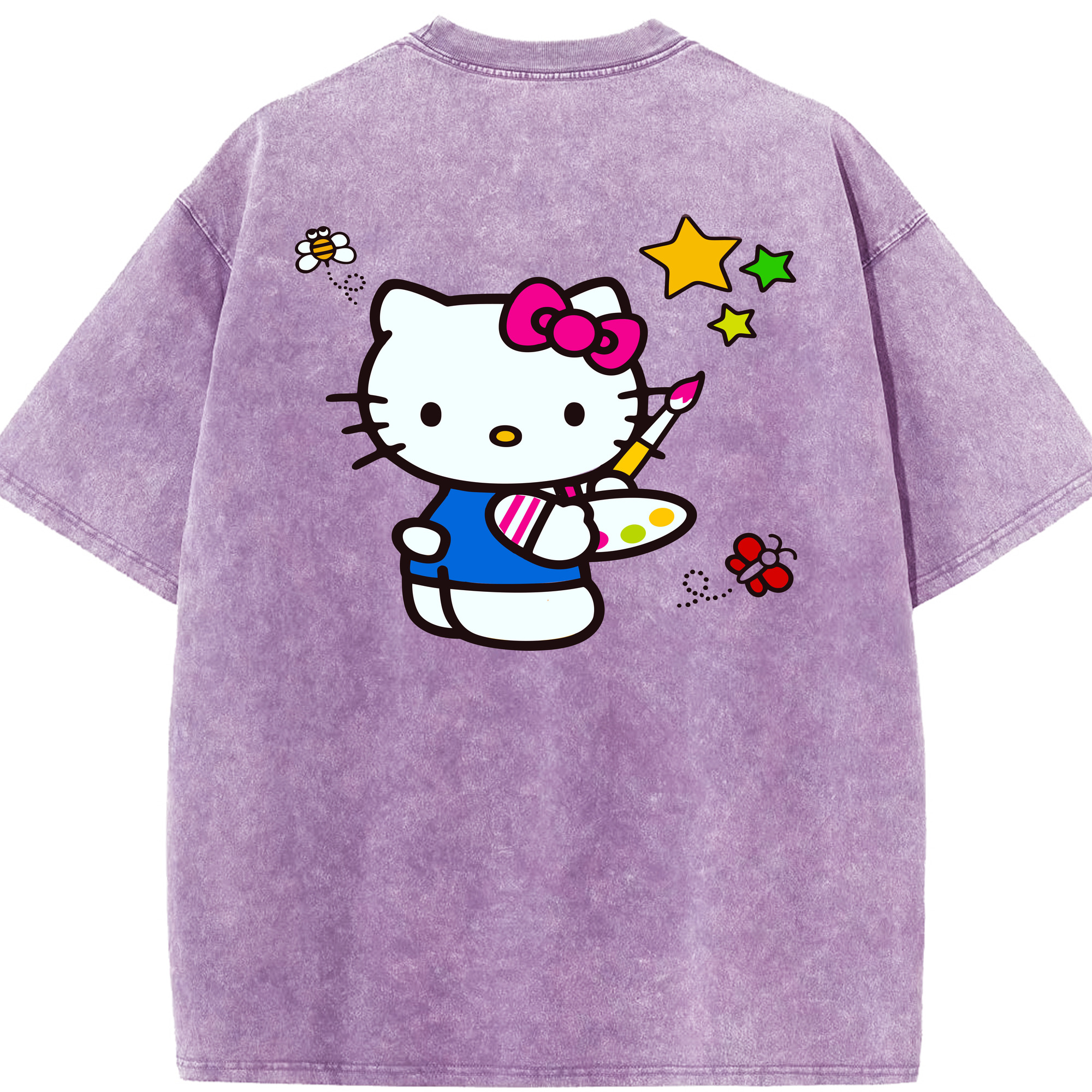 （画像用） Hello Kitty ハローキティ 綿100% ヴィンテージ風 半袖Tシャツ（背面プリント）