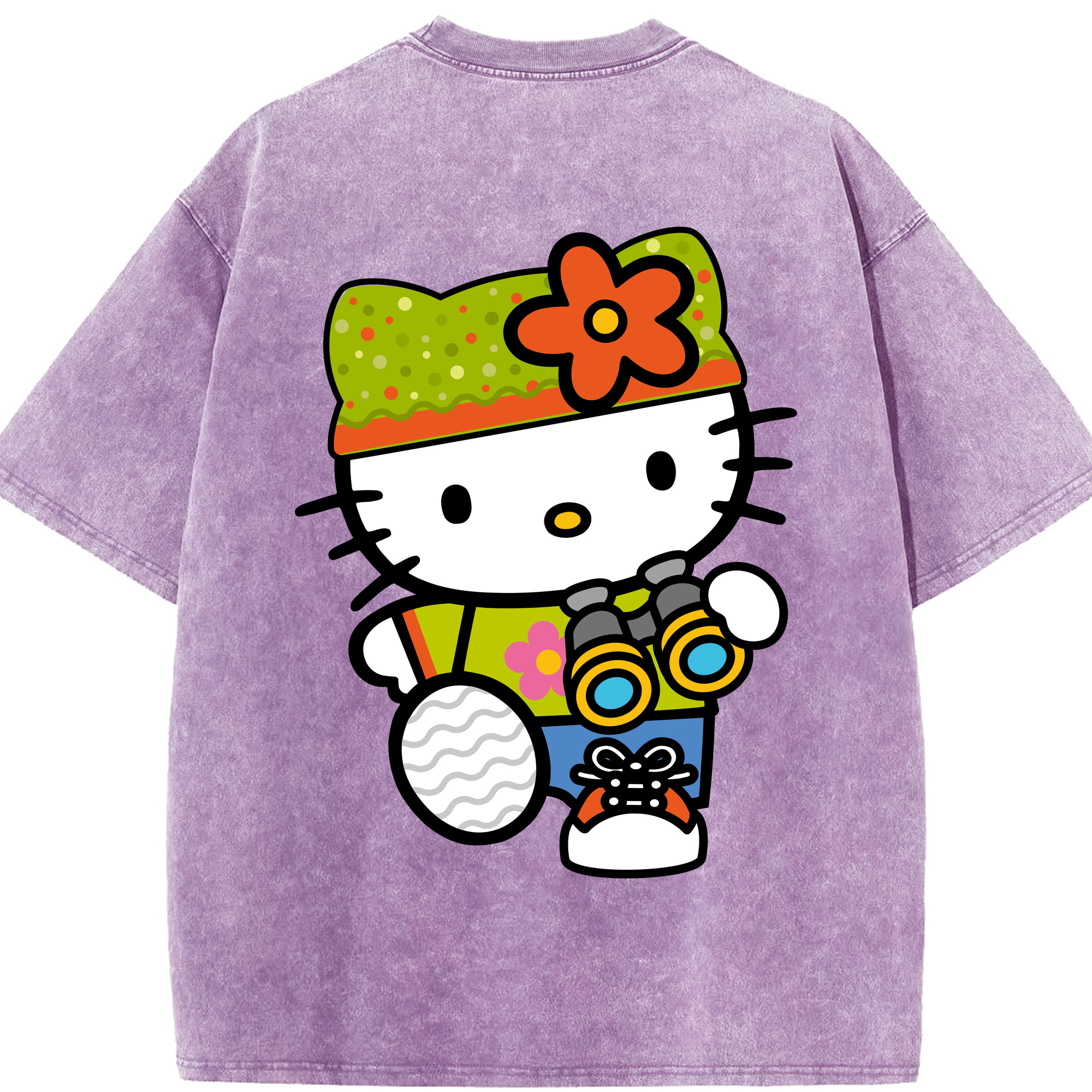 （画像用） Hello Kitty ハローキティ 綿100% ヴィンテージ風 半袖Tシャツ（背面プリント）