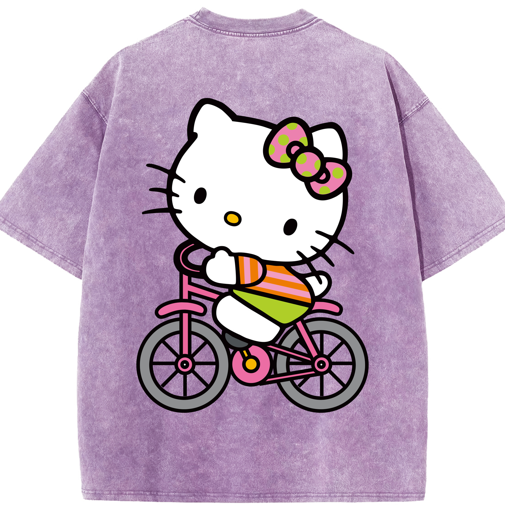 （画像用） Hello Kitty ハローキティ 綿100% ヴィンテージ風 半袖Tシャツ（背面プリント）