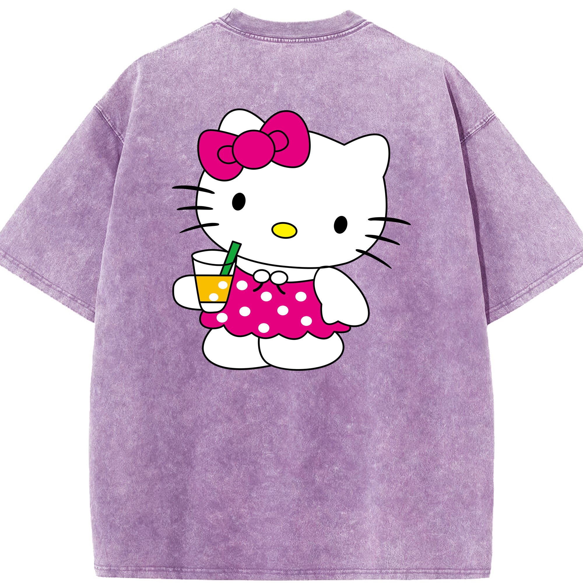 （画像用） Hello Kitty ハローキティ 綿100% ヴィンテージ風 半袖Tシャツ（背面プリント）