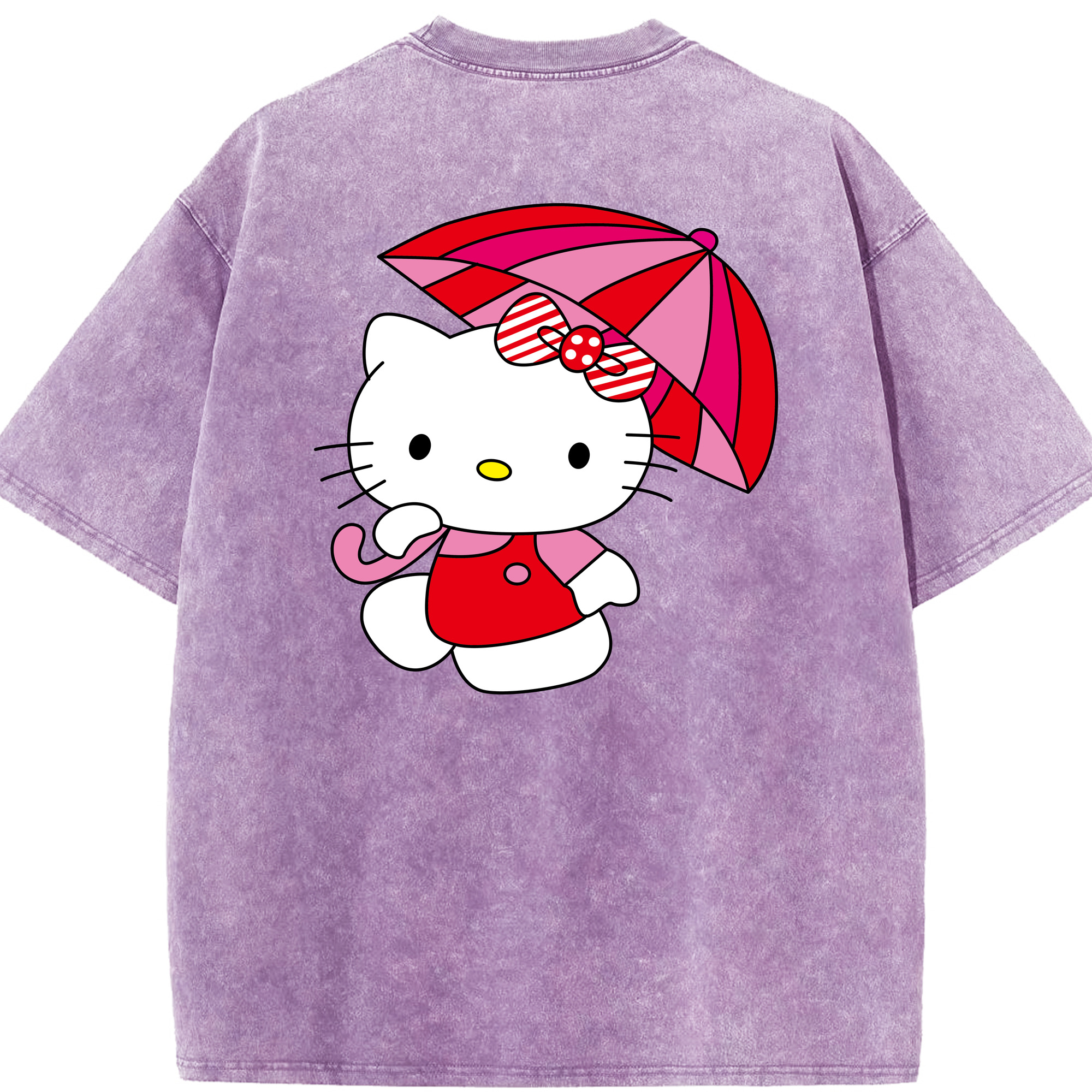 （画像用） Hello Kitty ハローキティ 綿100% ヴィンテージ風 半袖Tシャツ（背面プリント）