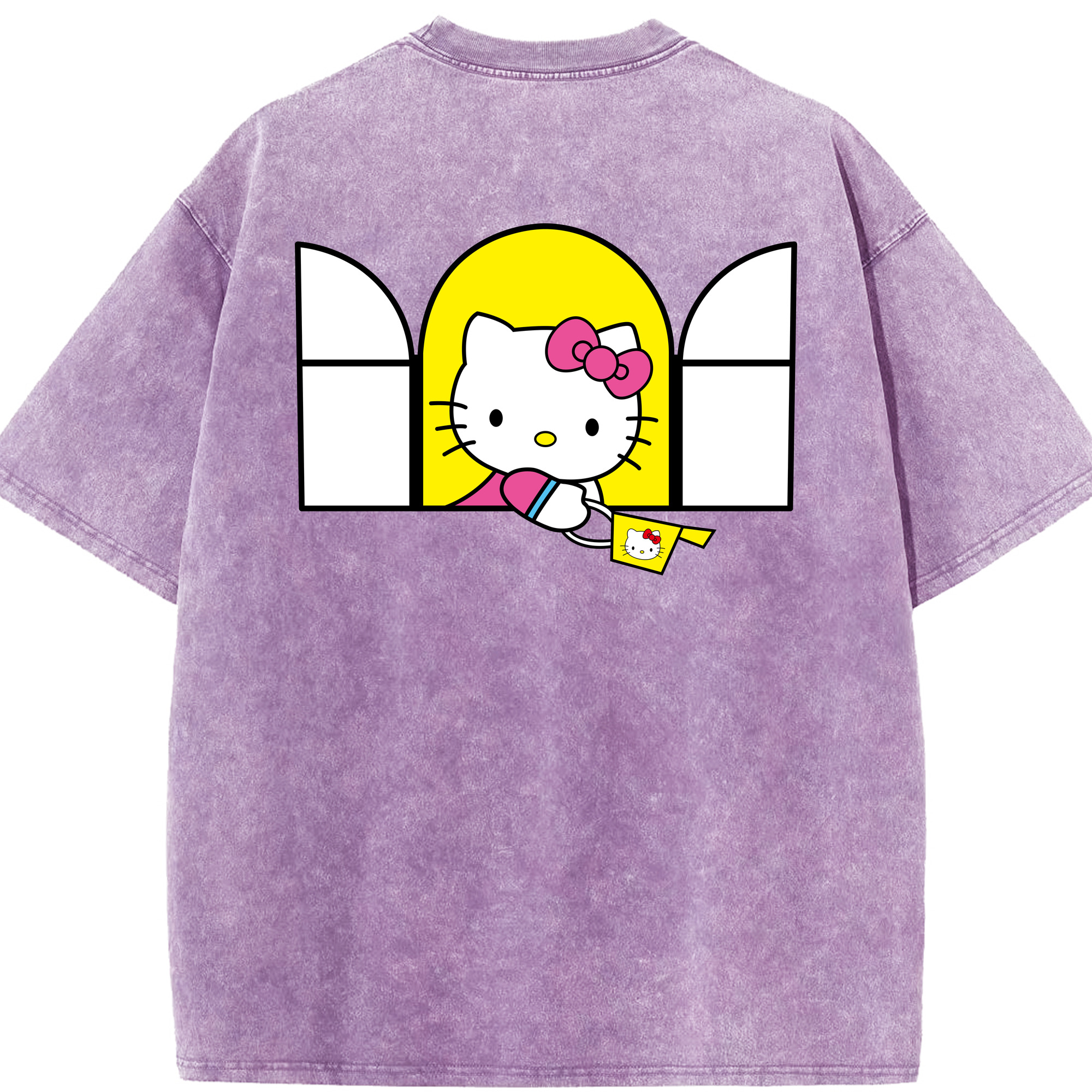 （画像用） Hello Kitty ハローキティ 綿100% ヴィンテージ風 半袖Tシャツ（背面プリント）