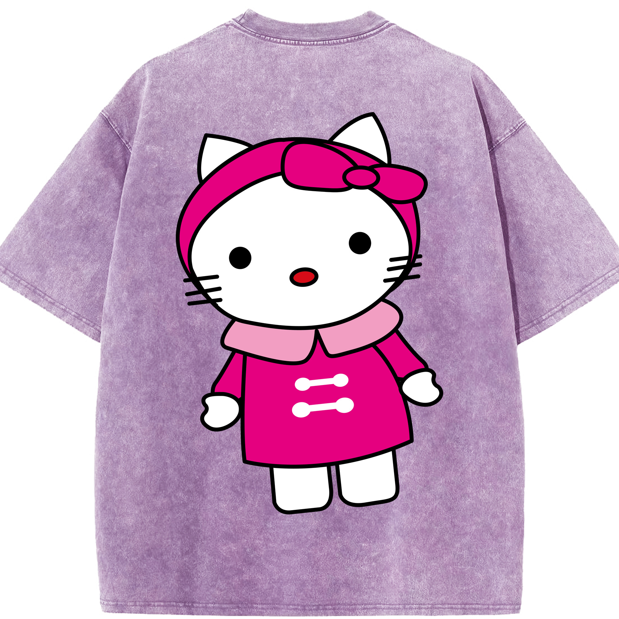 （画像用） Hello Kitty ハローキティ 綿100% ヴィンテージ風 半袖Tシャツ（背面プリント）