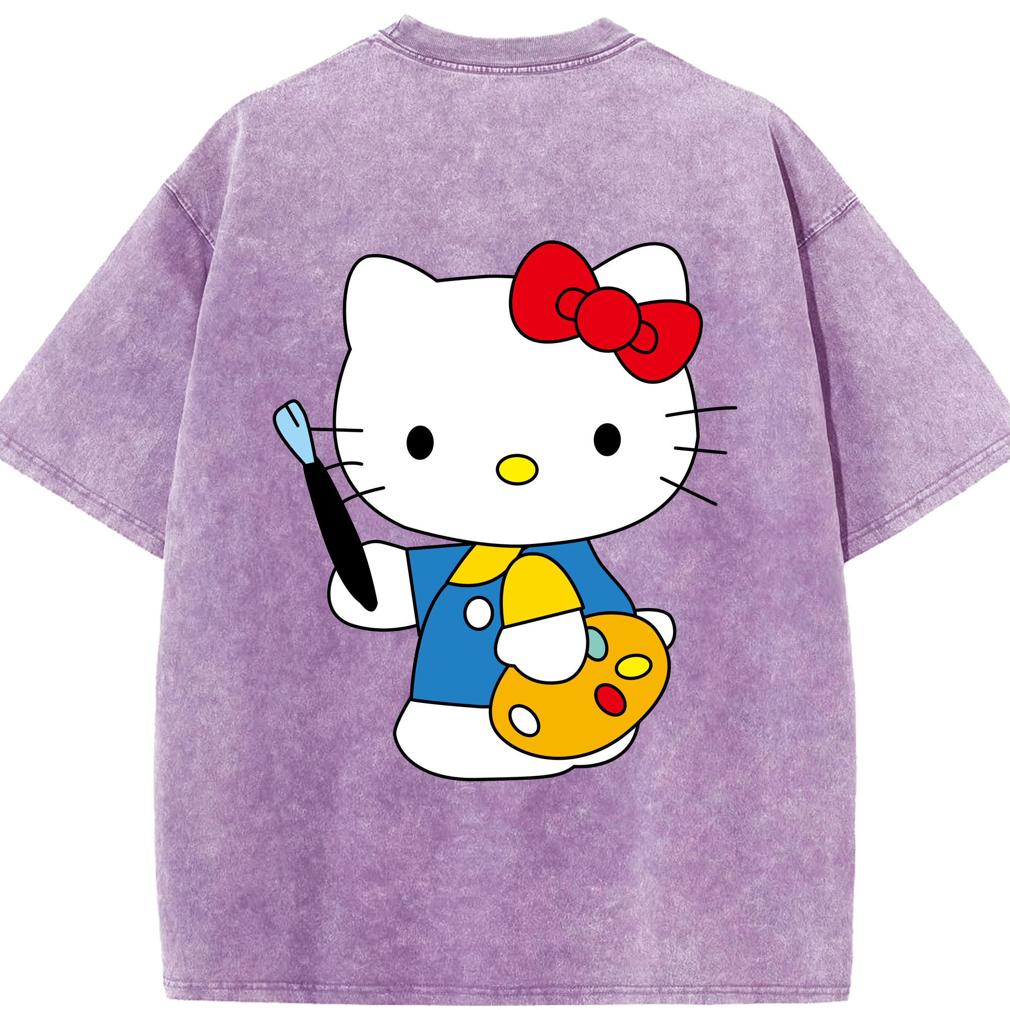 （画像用） Hello Kitty ハローキティ 綿100% ヴィンテージ風 半袖Tシャツ（背面プリント）