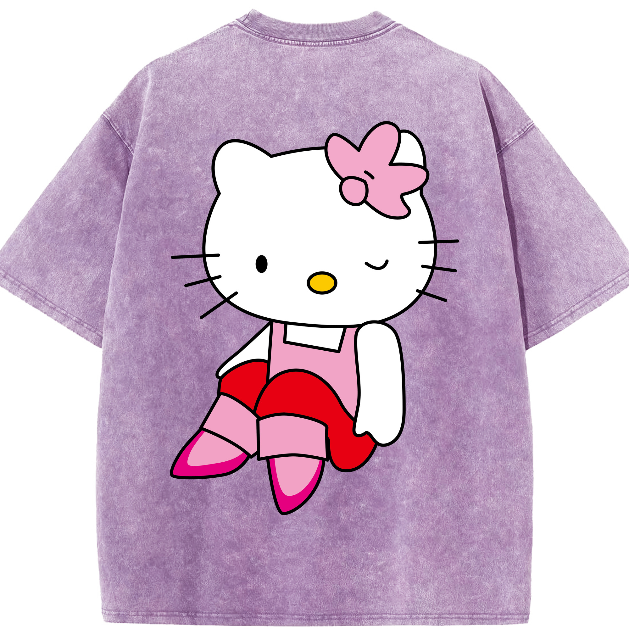 （画像用） Hello Kitty ハローキティ 綿100% ヴィンテージ風 半袖Tシャツ（背面プリント）